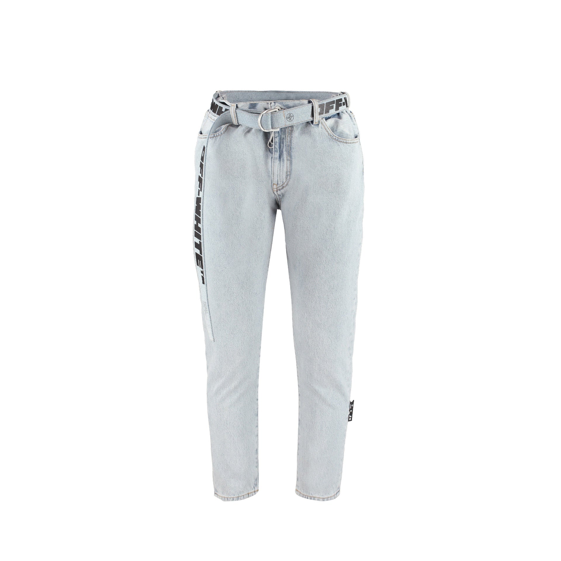 Off White-Off-White Belted Denim Jeans-WOMEN CLOTHING-Black-Deal-Outlet-by-ARCHIVIST