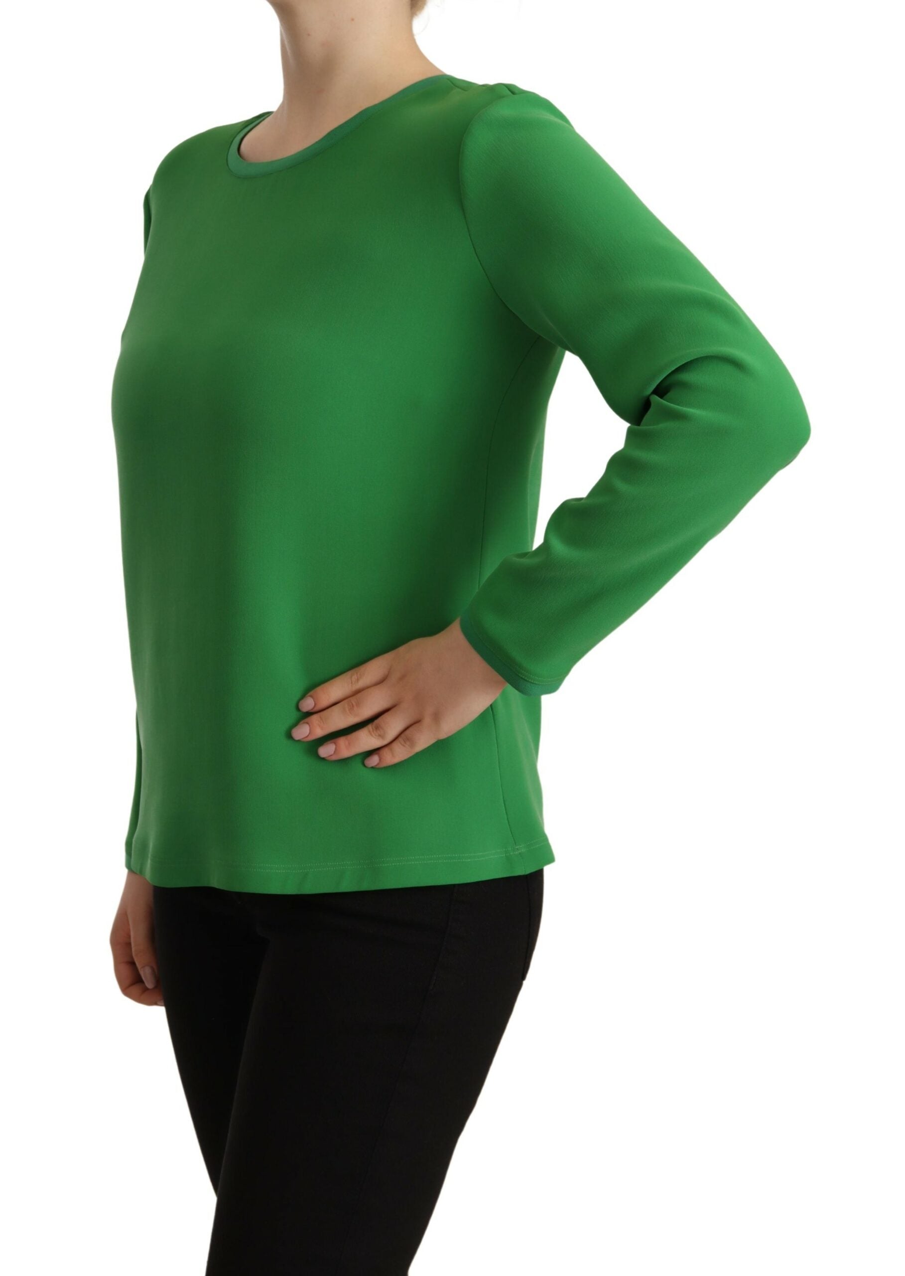 Eleganter langärmeliger Pullover aus Seide in sattem Grün