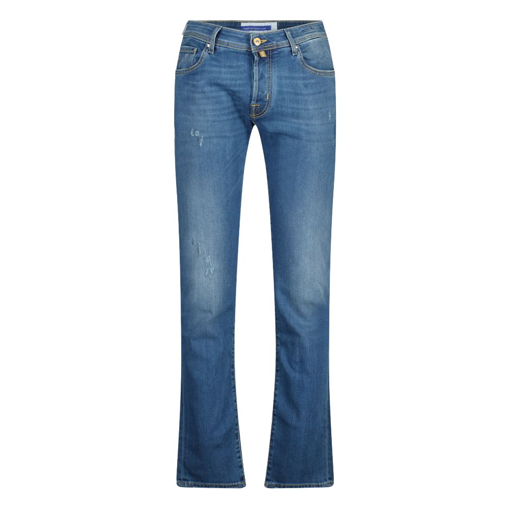 Schlanke blaue Designer-Jeans mit schmaler Passform