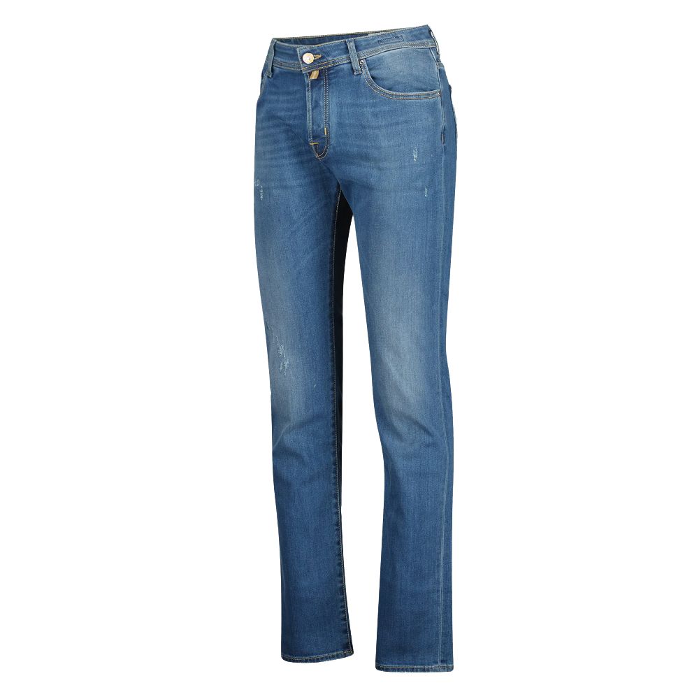 Schlanke blaue Designer-Jeans mit schmaler Passform