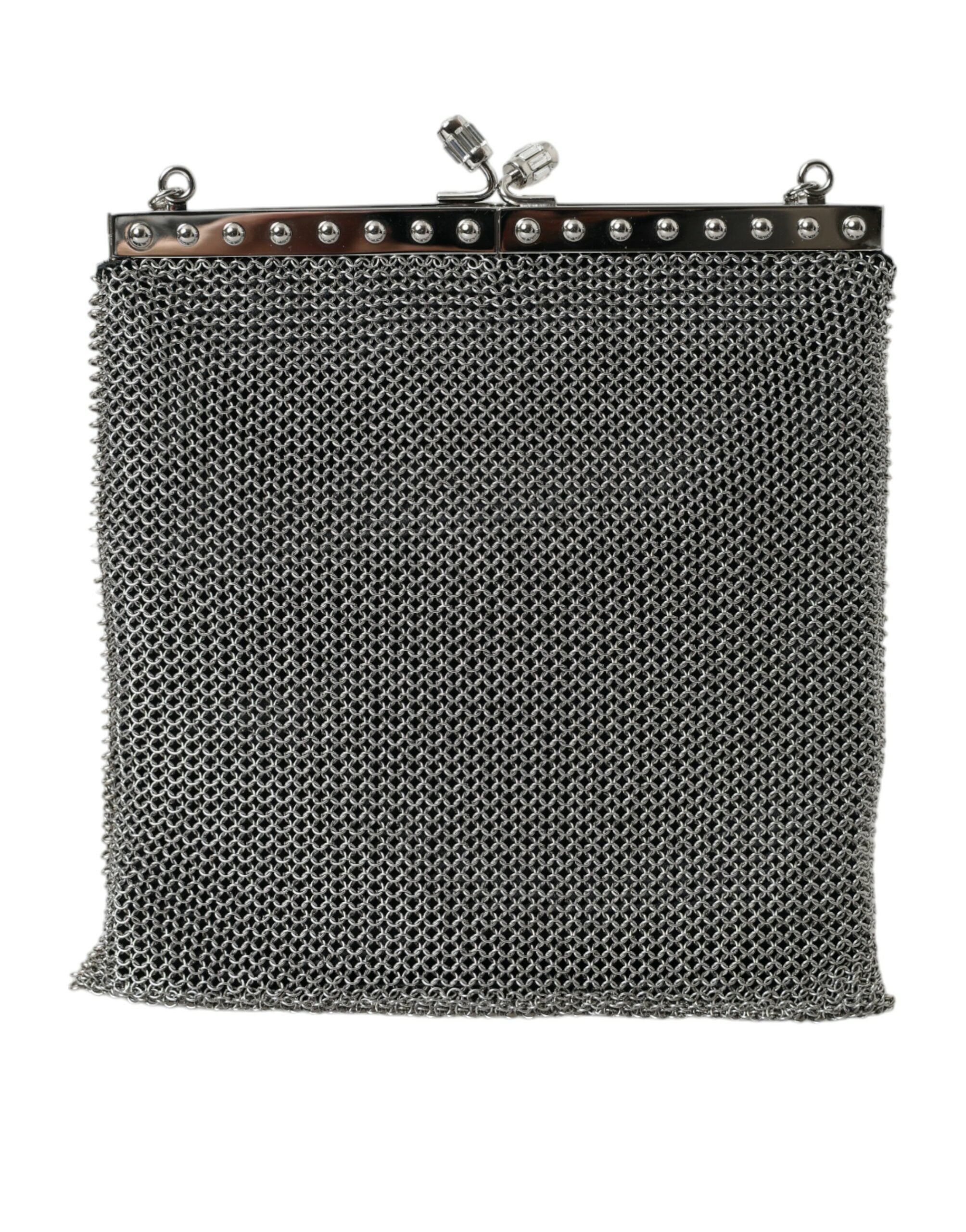 Elegante silberne Mesh-Schulter-Abendtasche