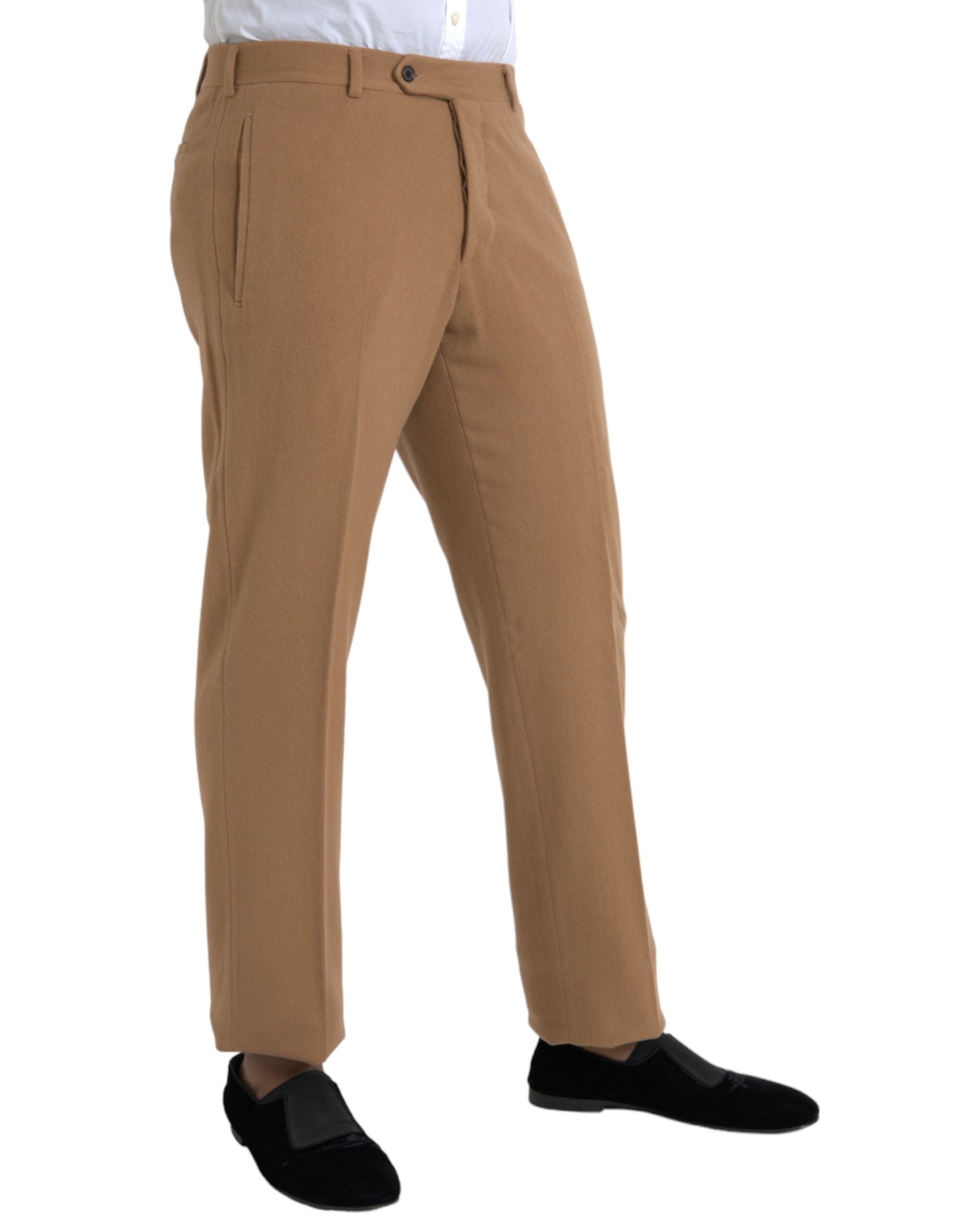 Beige Kaschmir Männer Straight Fit Kleiderhosen