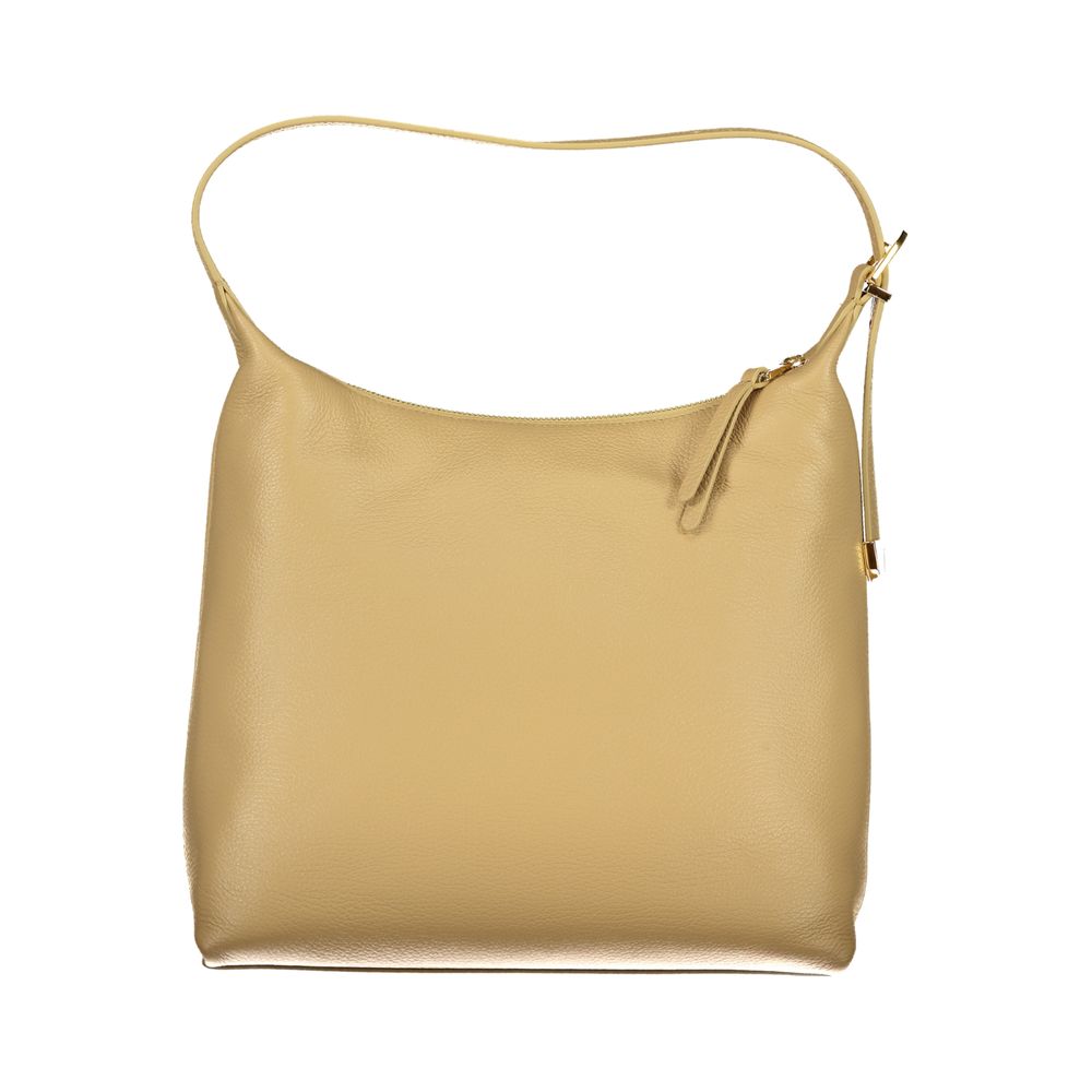 Beige Lederhandtasche