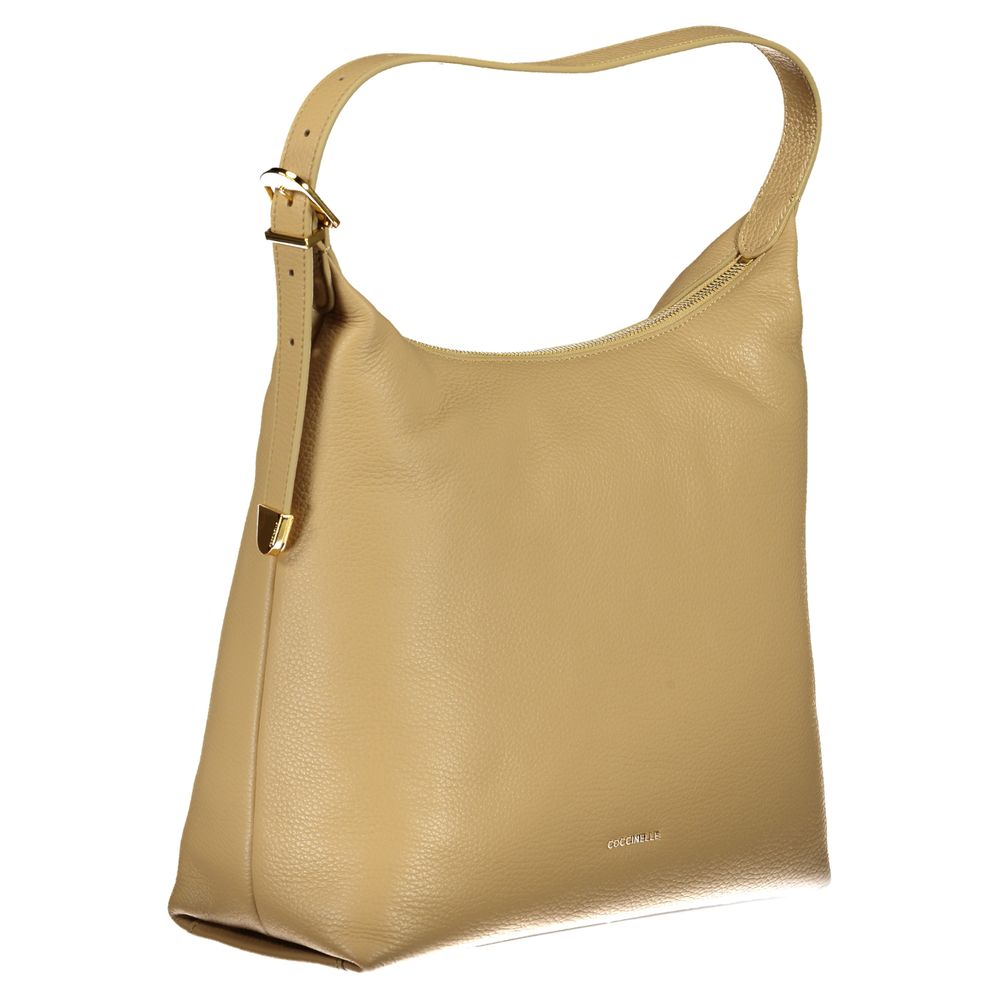 Beige Lederhandtasche