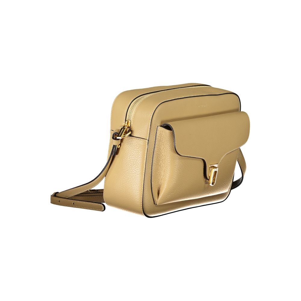 Beige Lederhandtasche