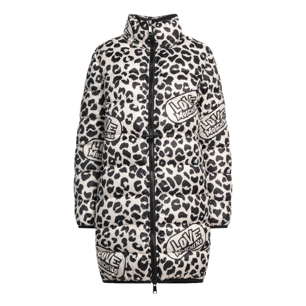 Bezaubernde lange Daunenjacke mit Leopardenmuster