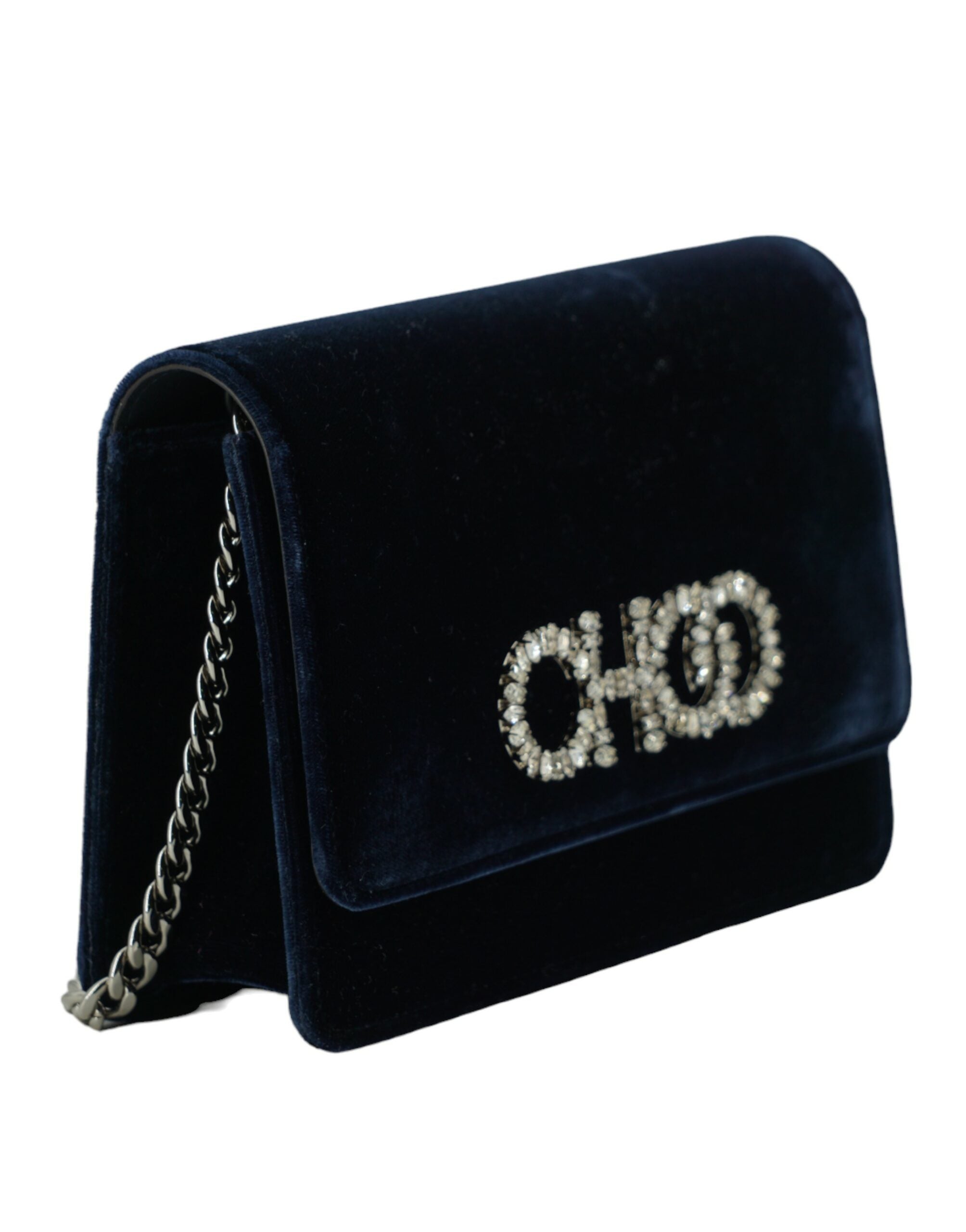 Jimmy Choo OUTLET Marineblaue Umhangetasche aus Leder und Satin im ARCHIVIST