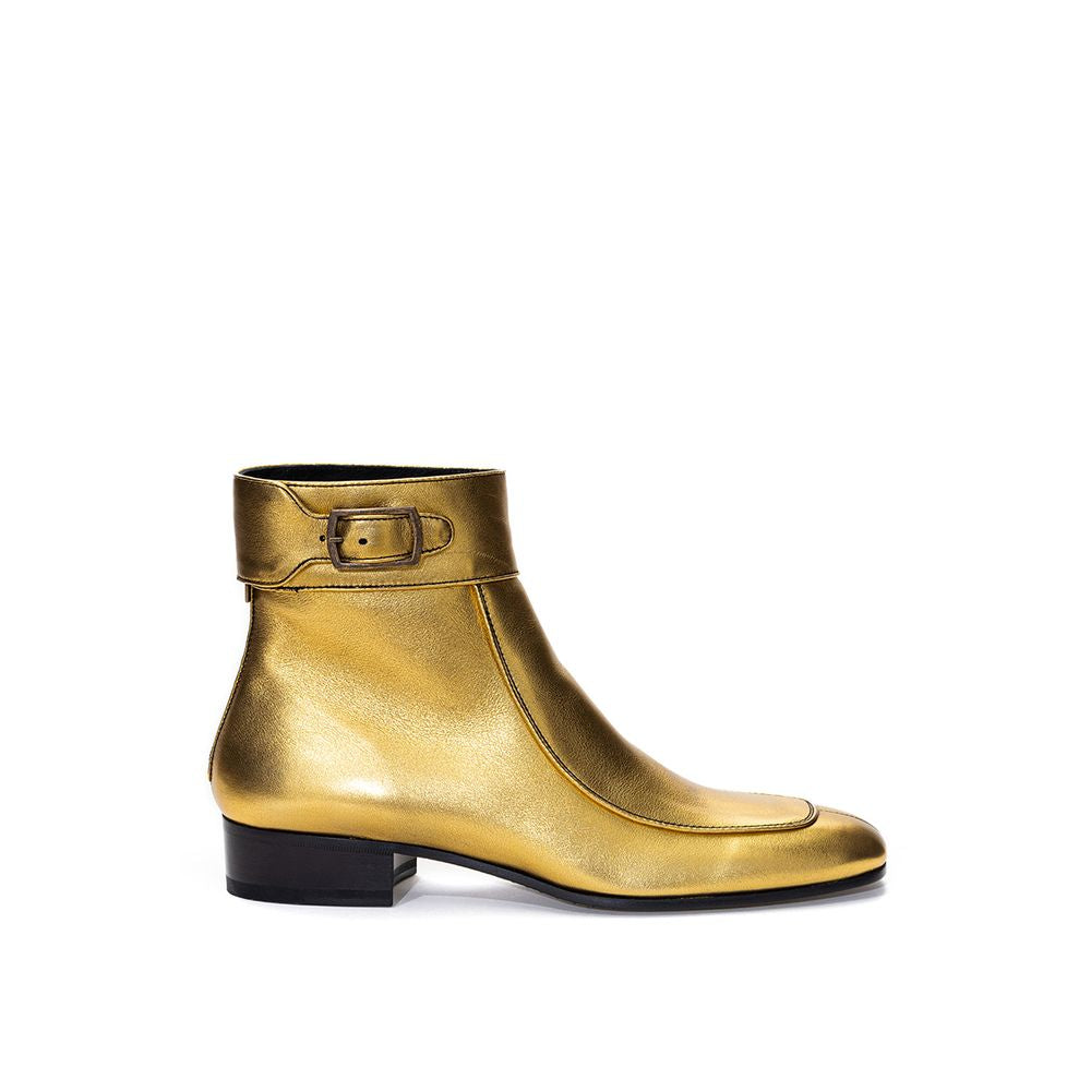 Goldfarbene Lederstiefel