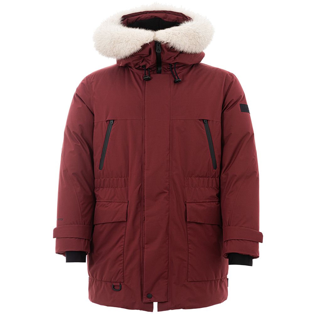 Elegante bordeauxfarbene Polyesterjacke für Männer