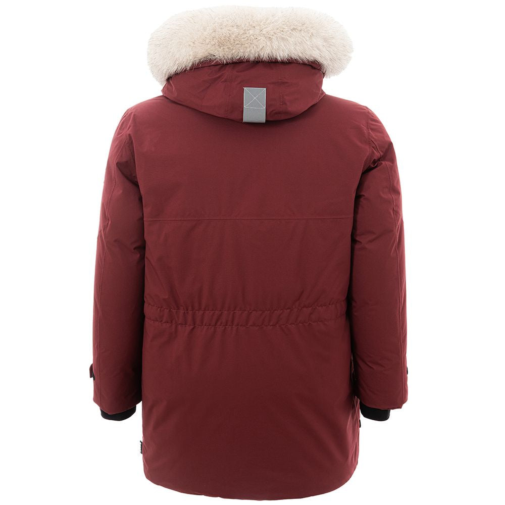 Elegante bordeauxfarbene Polyesterjacke für Männer