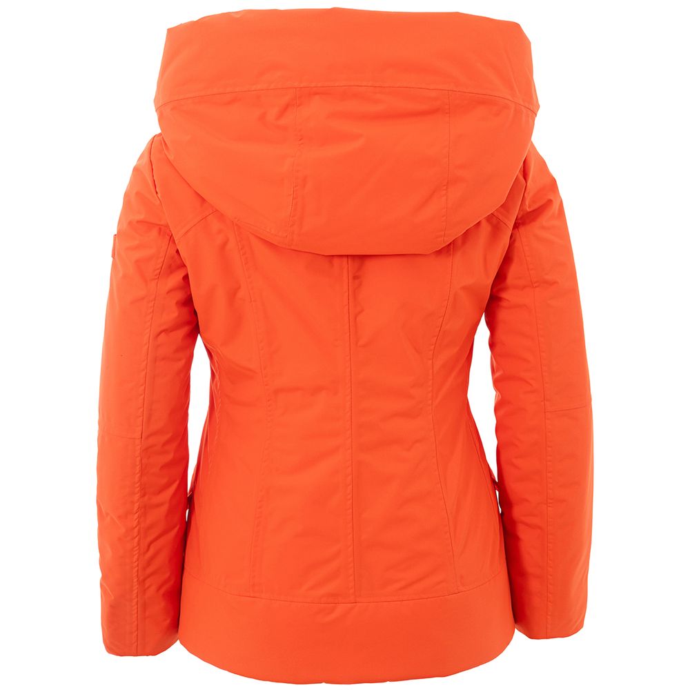 Elegante orangefarbene Polyesterjacke für Frauen