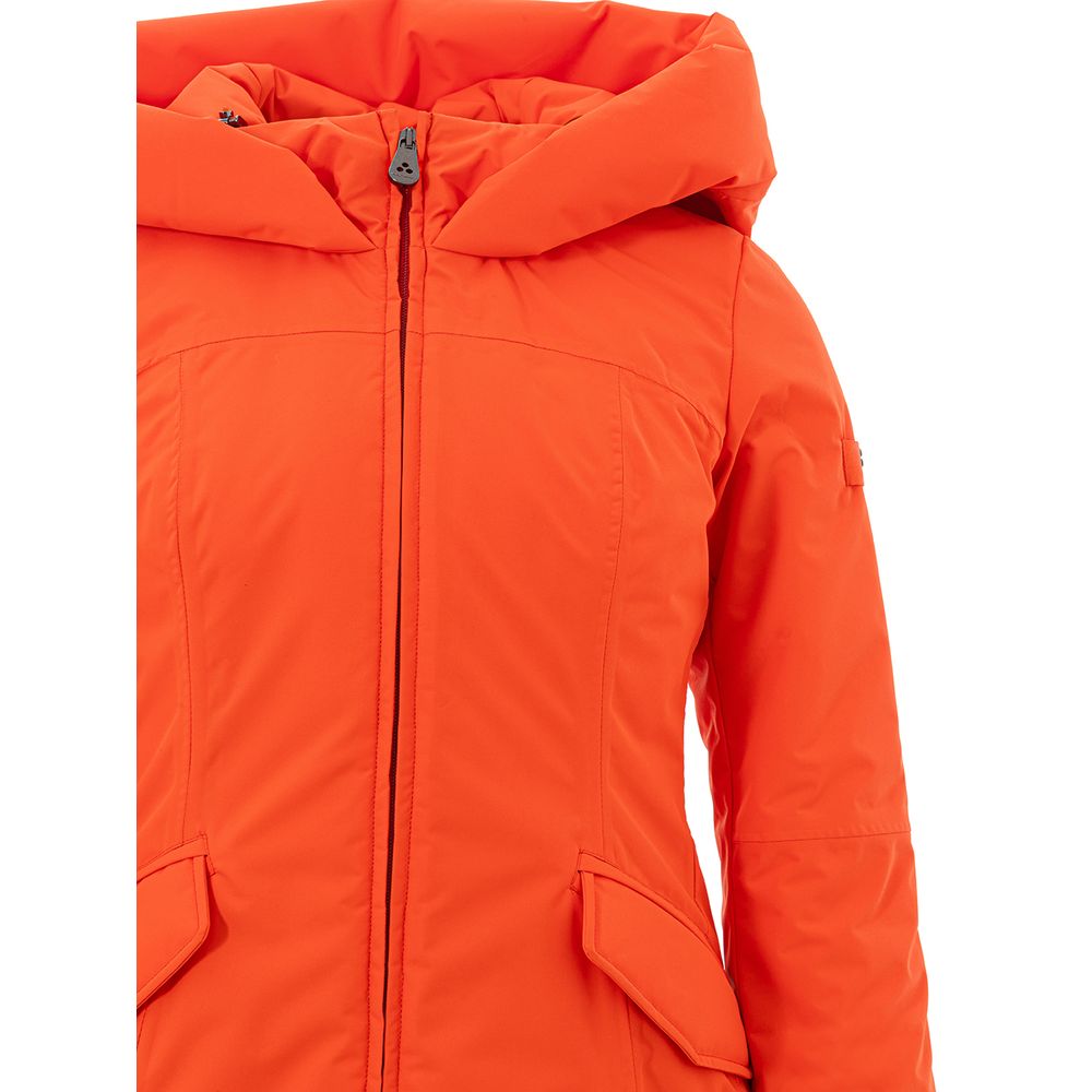 Elegante orangefarbene Polyesterjacke für Frauen