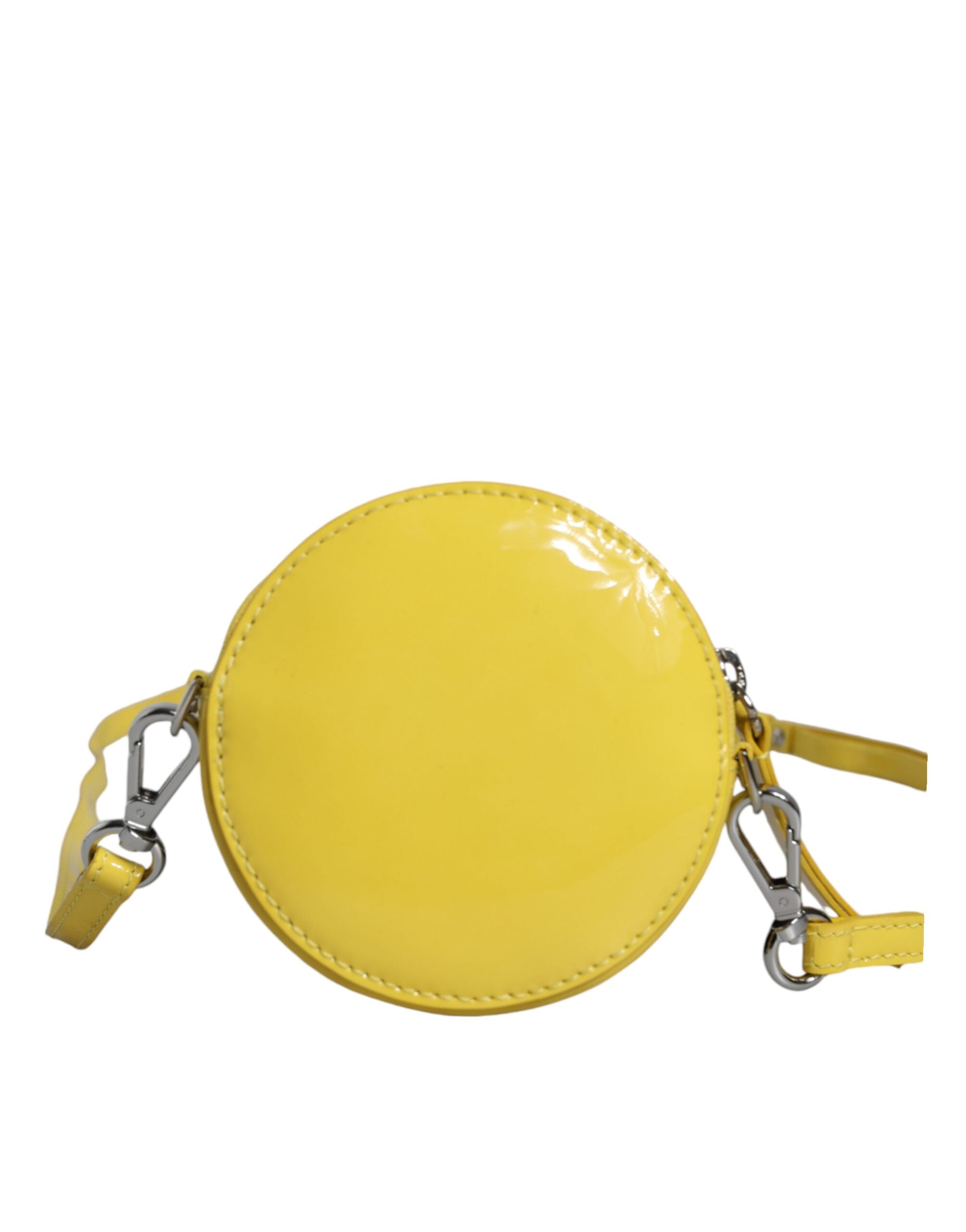 Yellow Leather Logo Crossbody Sling Shoulder Round Bag