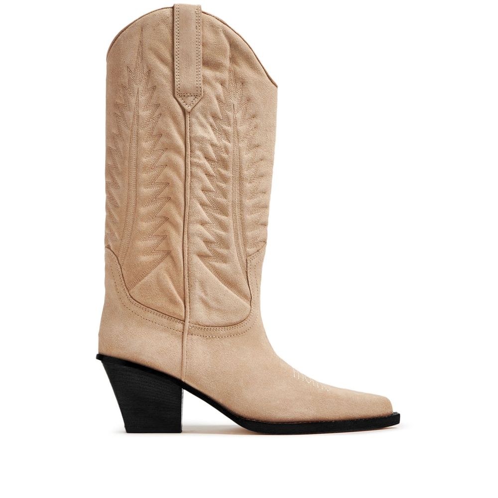 Beige Lederstiefel