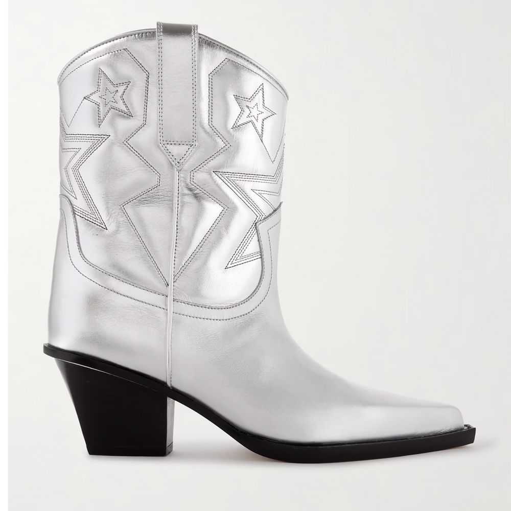 Graue Lederstiefel