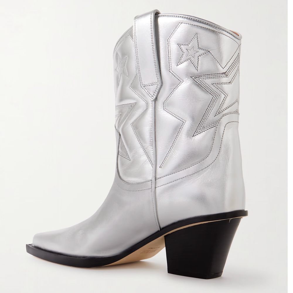 Graue Lederstiefel