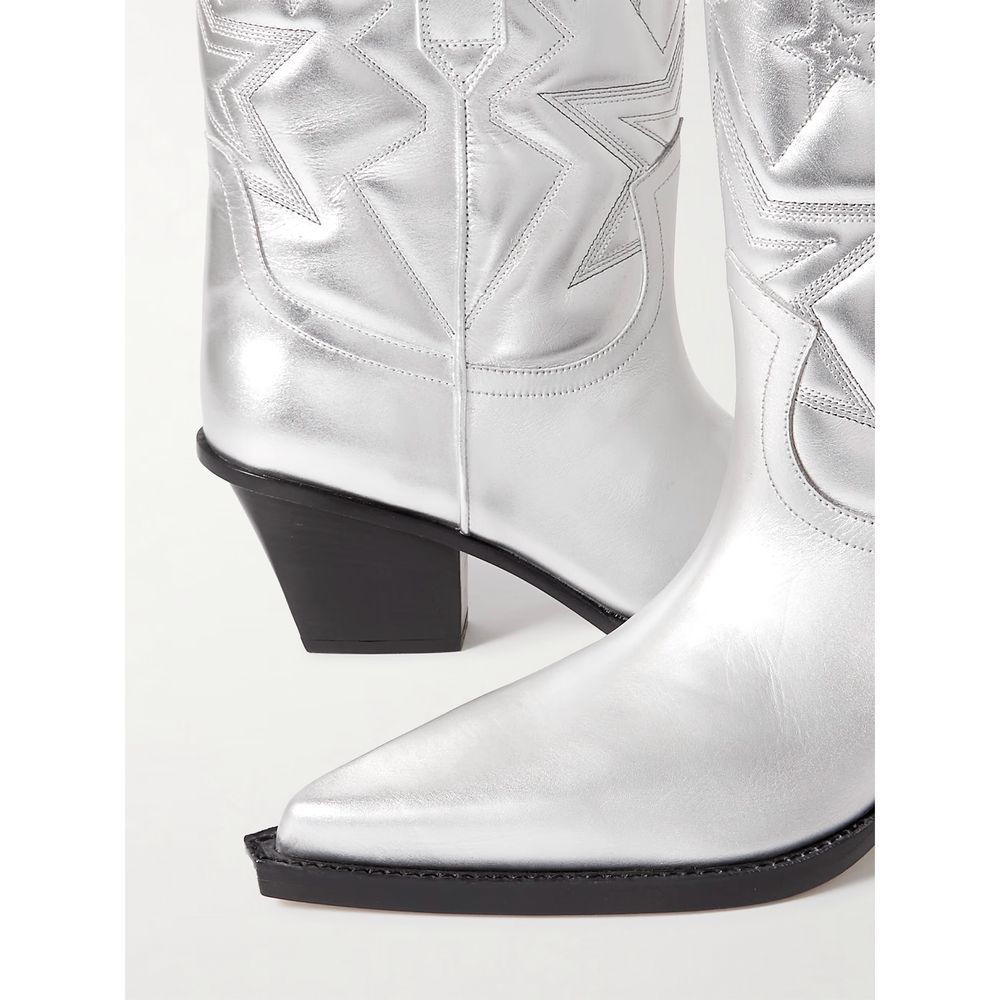 Graue Lederstiefel