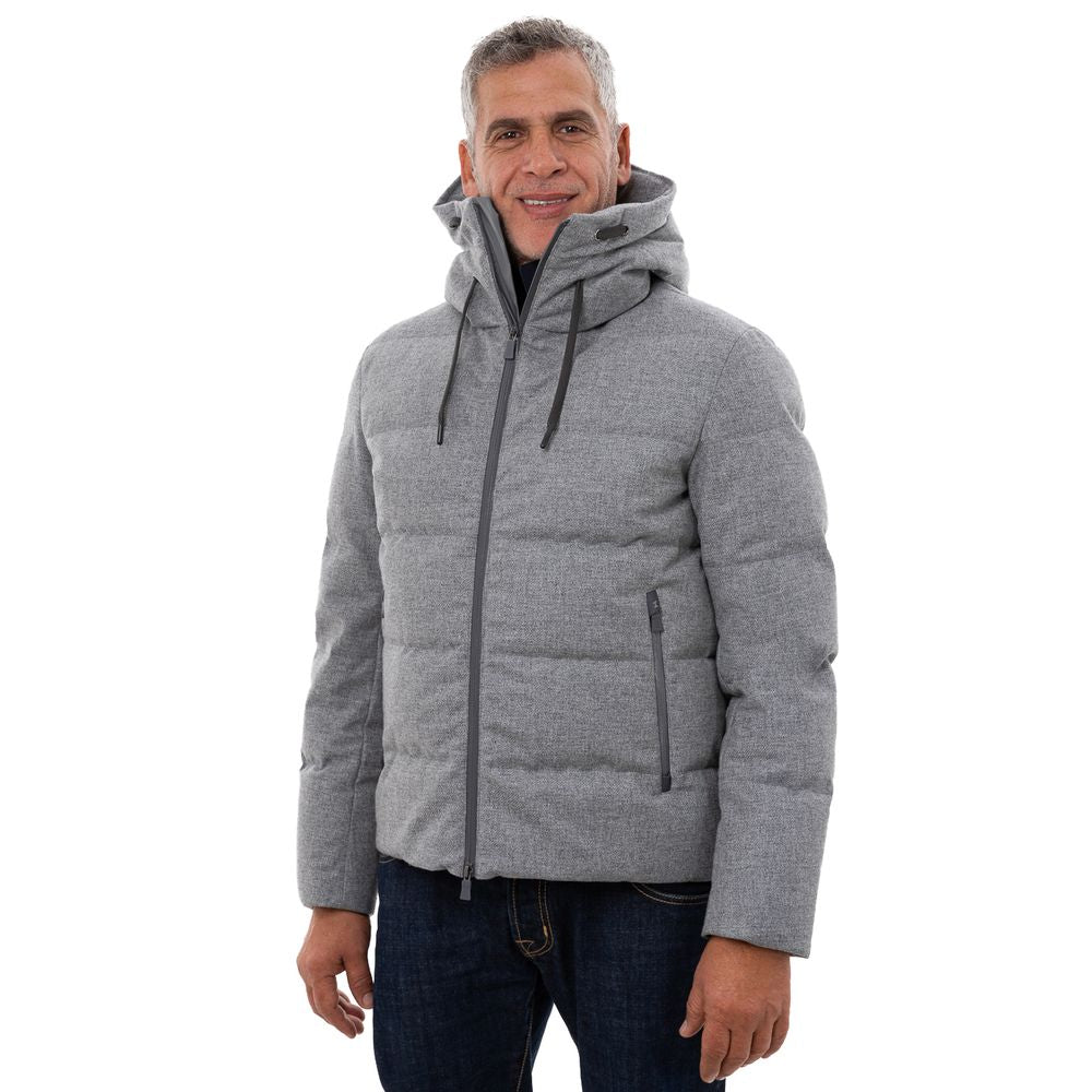 Graue Wolljacke