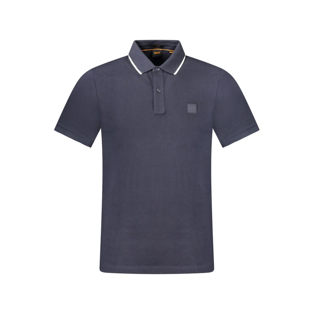 Blaues Baumwoll-Poloshirt