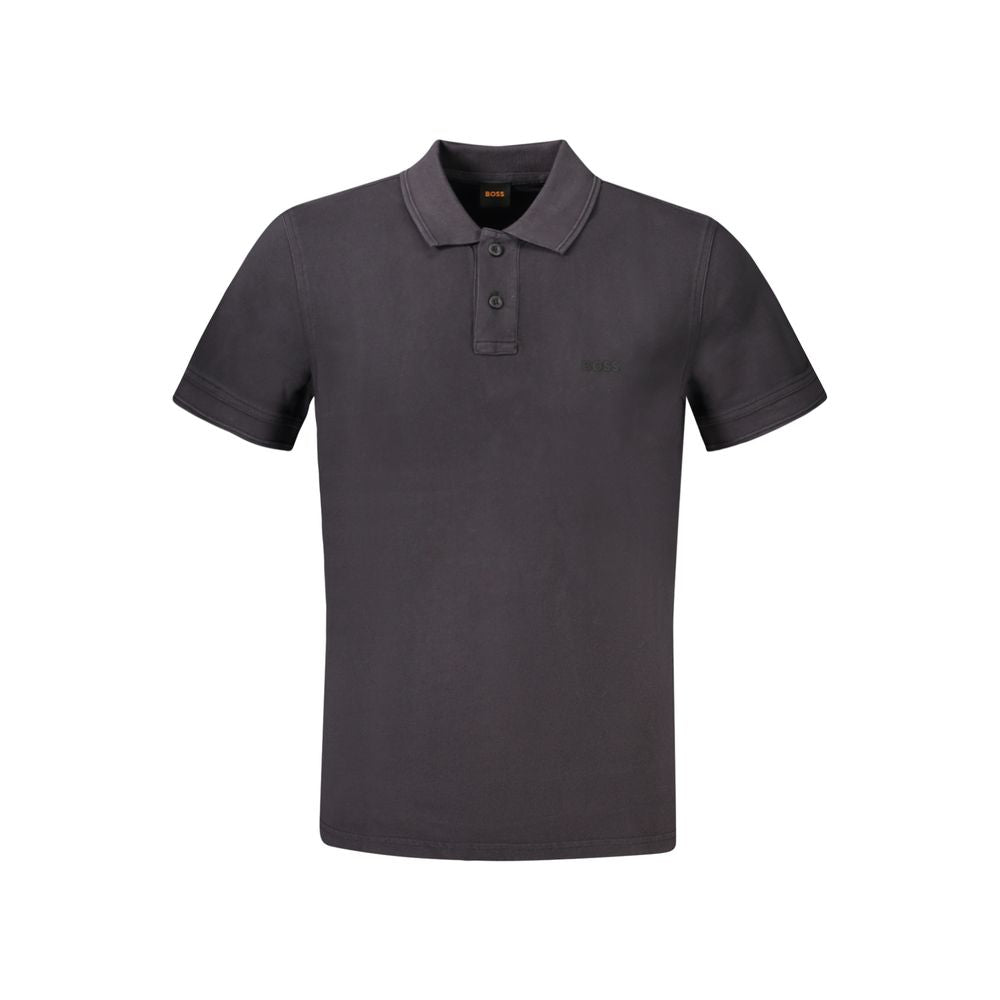 Schwarzes Baumwoll-Poloshirt