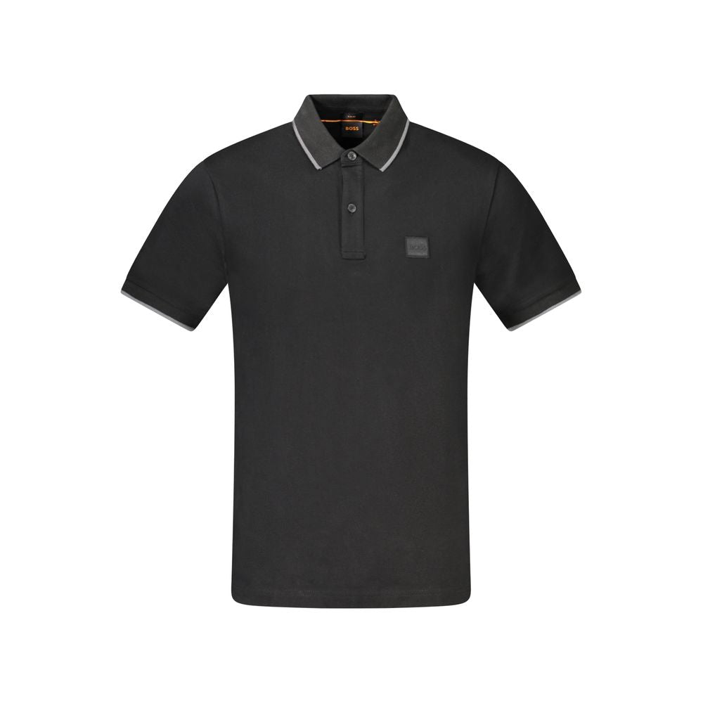 Schwarzes Baumwoll-Poloshirt