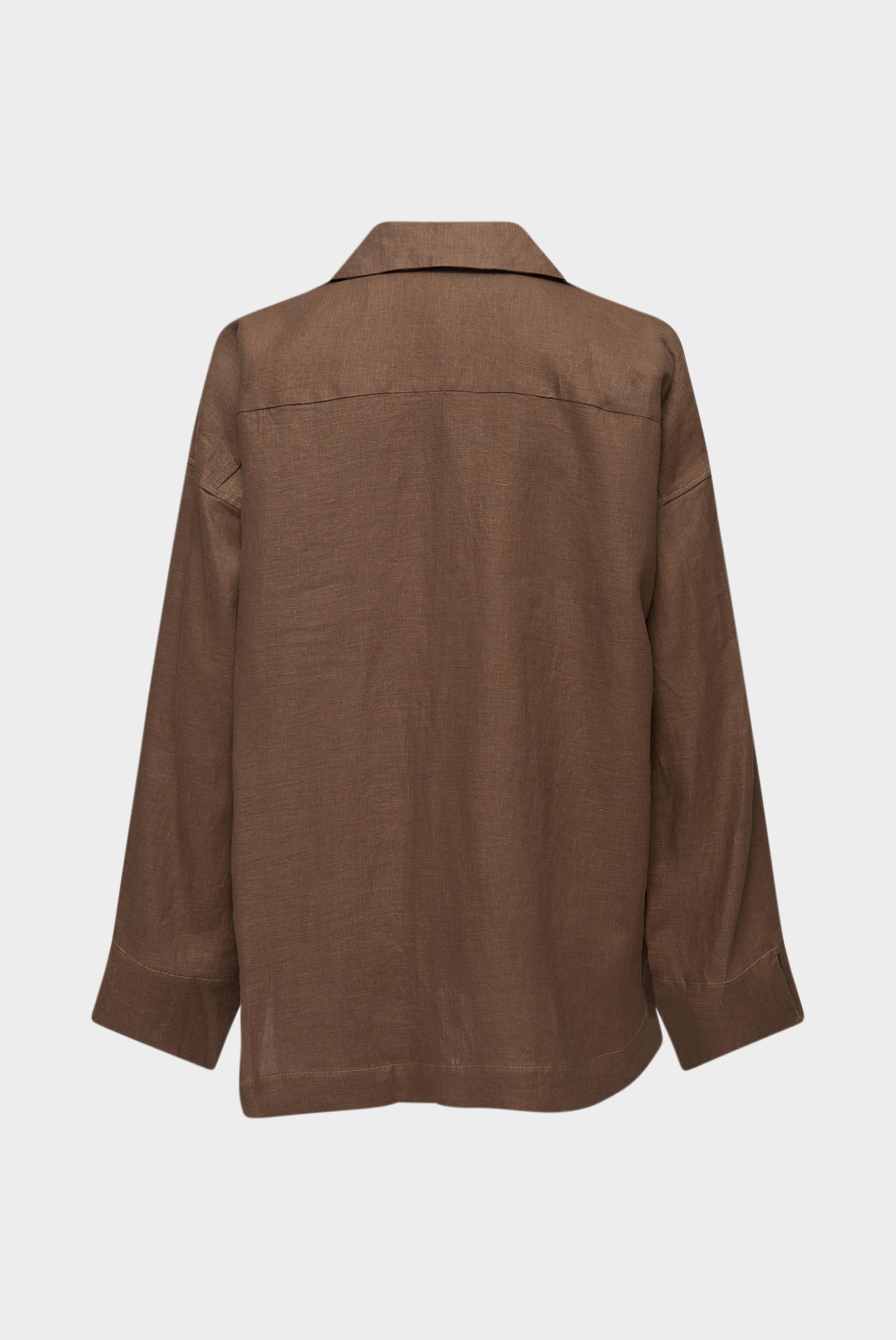 Oversize Bluse mit Hemdblusenkragen und V-Ausschnitt