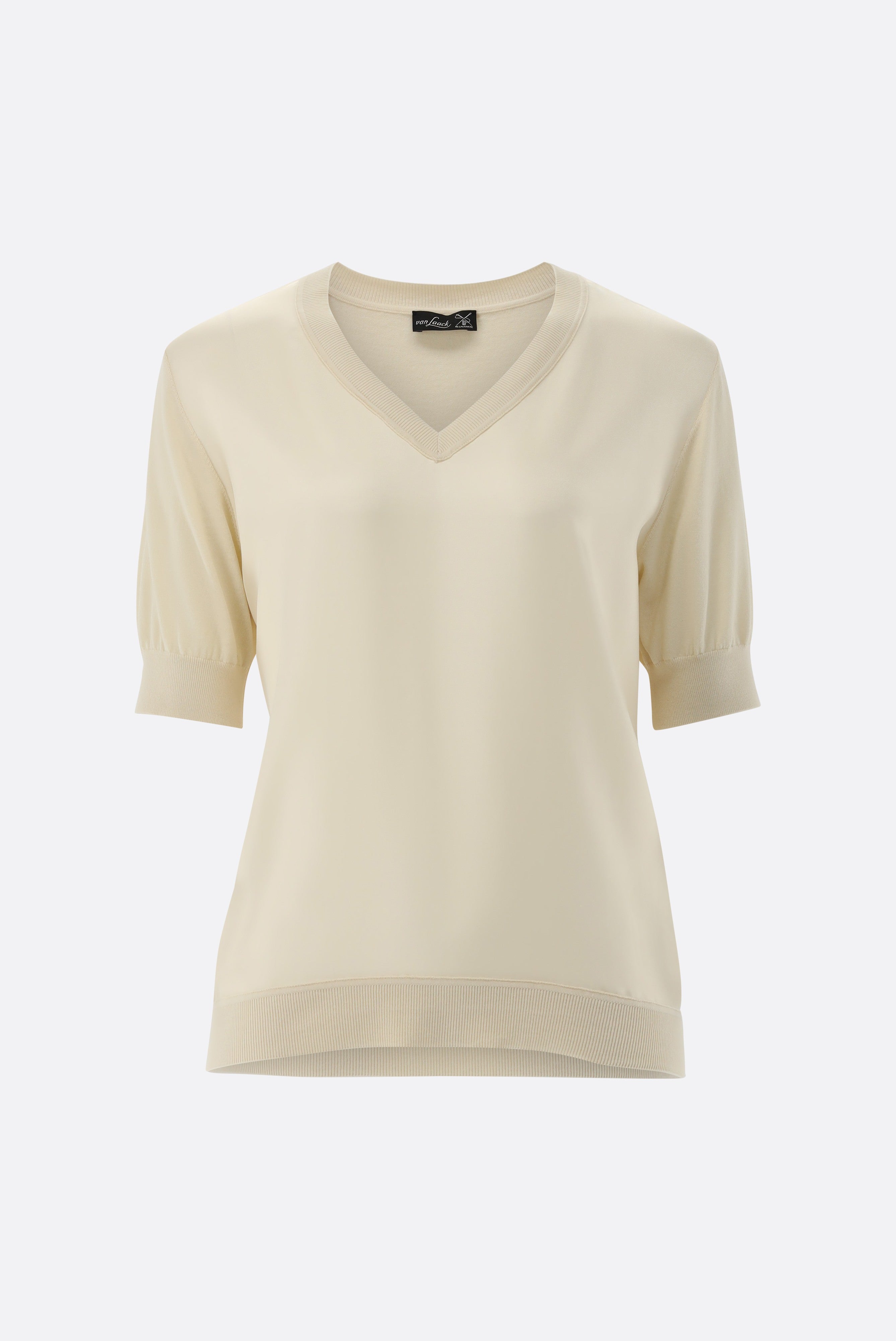 Van Laack-Strick T-Shirt mit Seiden-Vorderseite-Shirts-Black-Deal-Outlet-by-ARCHIVIST