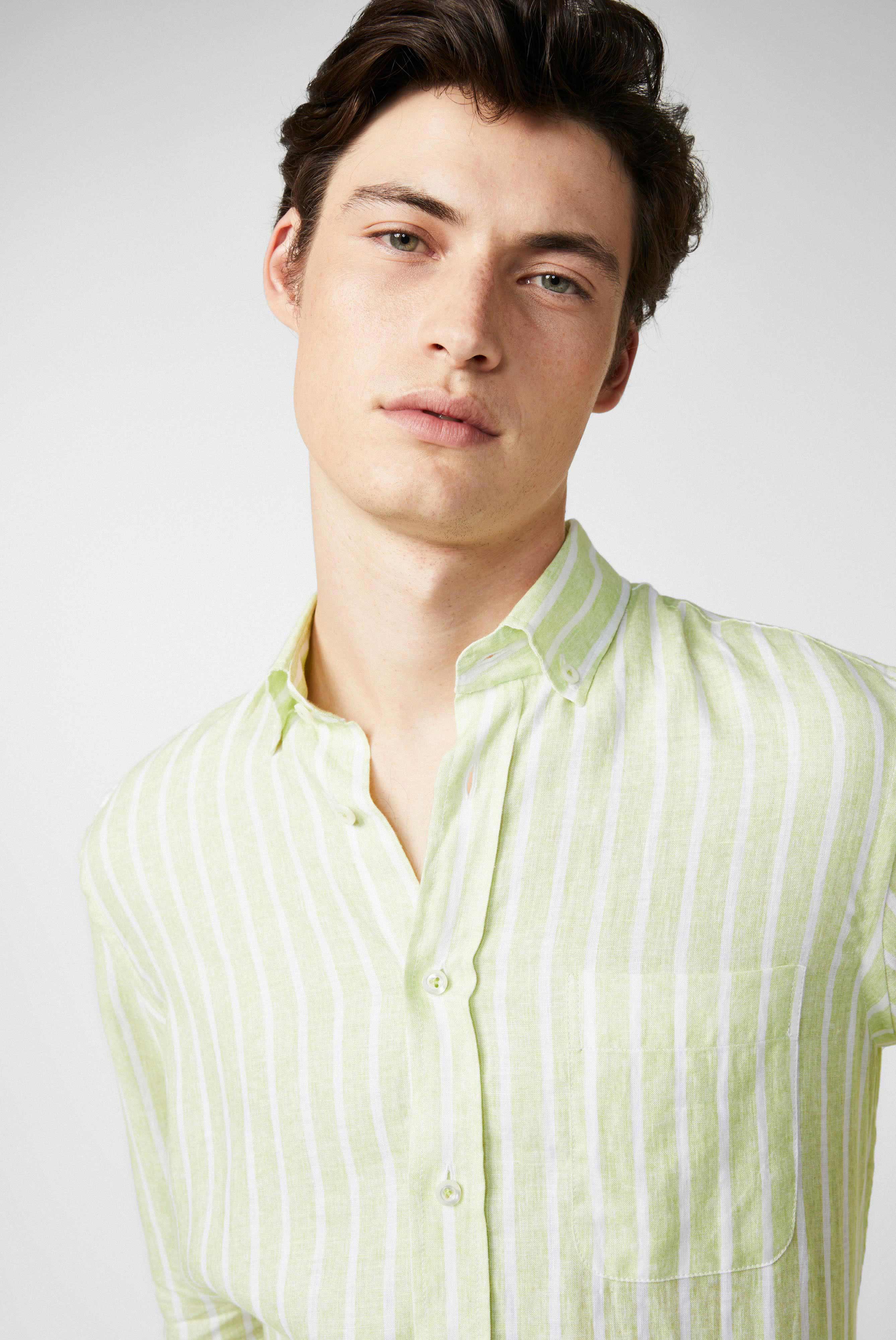 Van Laack-Button-Down-Hemd aus Leinen mit Streifendruck Beige-Hemden & Blusen-Black-Deal-Outlet-by-ARCHIVIST