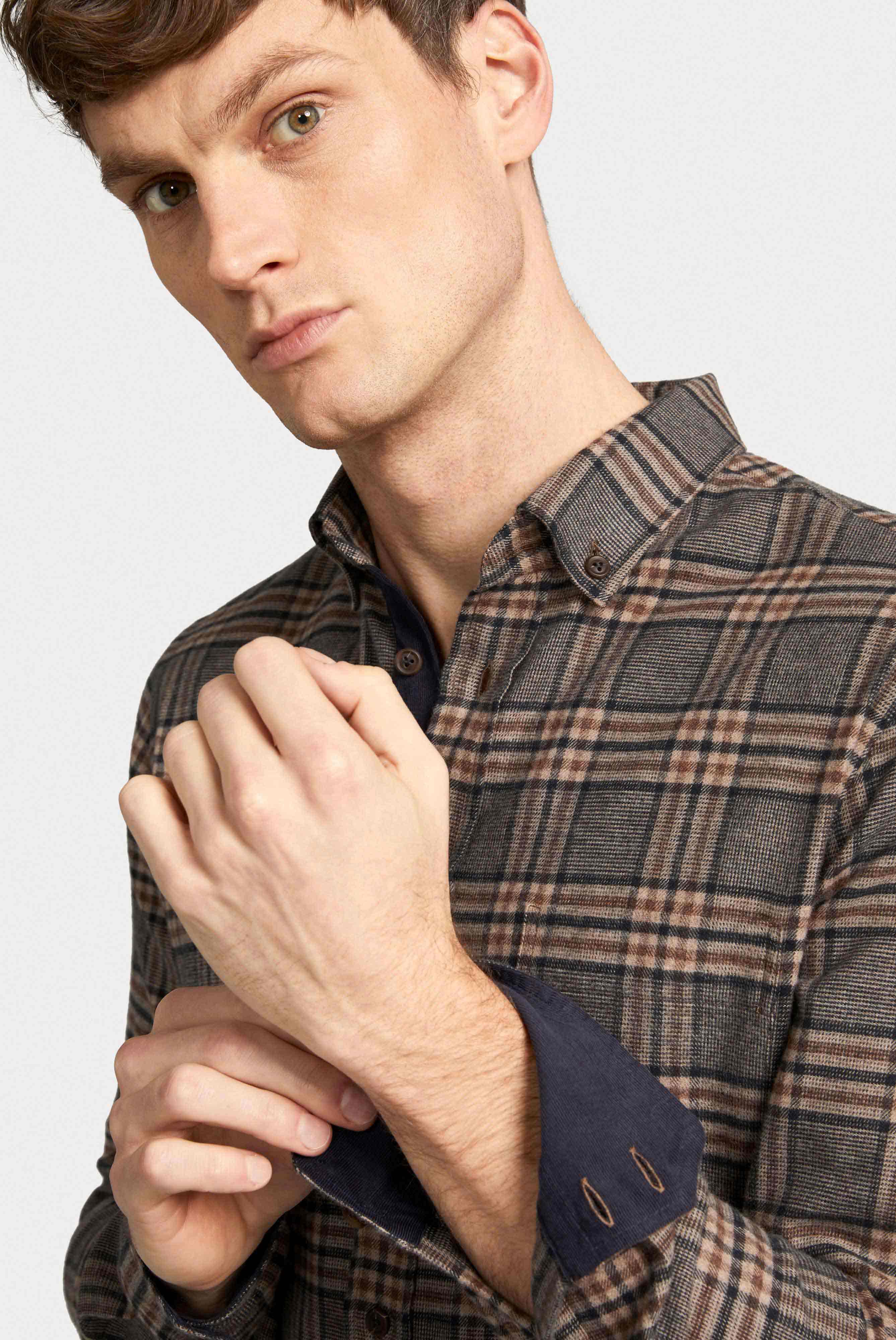 Van Laack-Flanell Hemd mit Button Down Kragen Tailor Fit Braun Kariert-Hemden & Blusen-Black-Deal-Outlet-by-ARCHIVIST