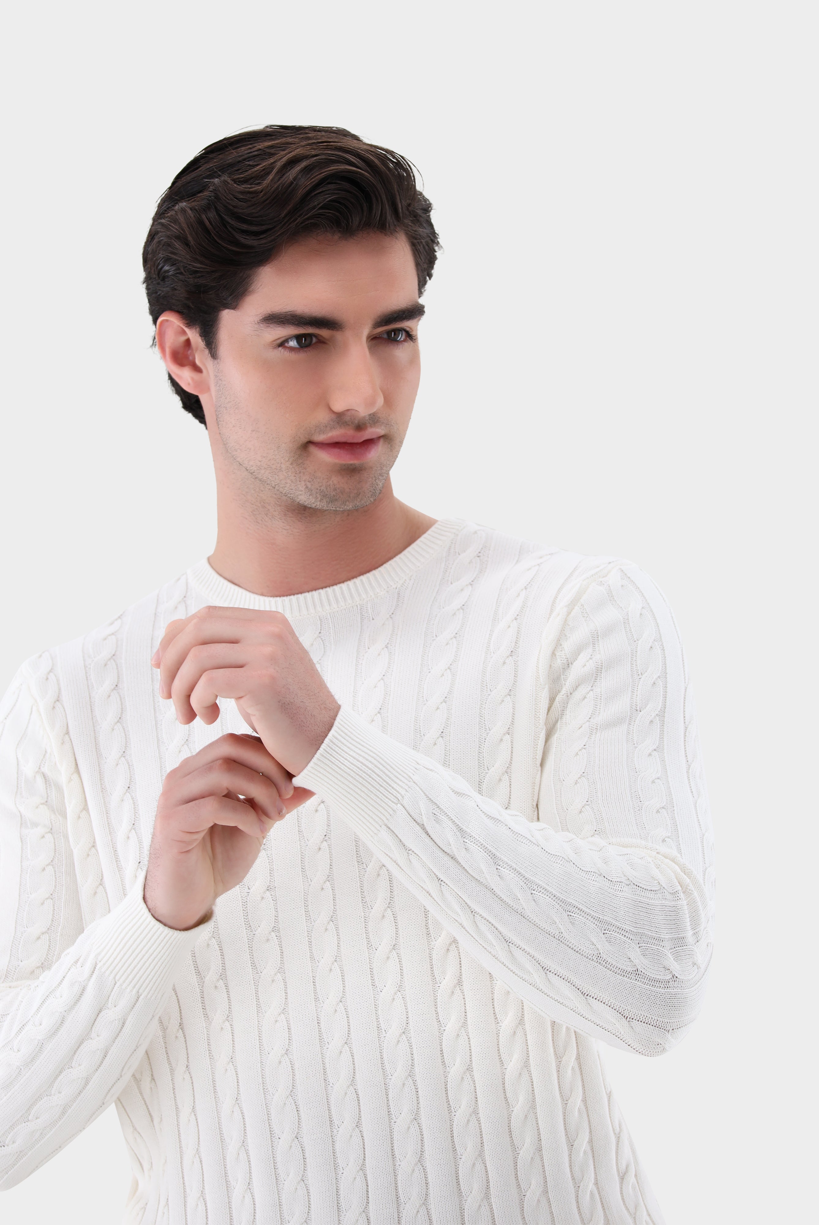 Zopfstrick Pullover mit Seide und Baumwolle