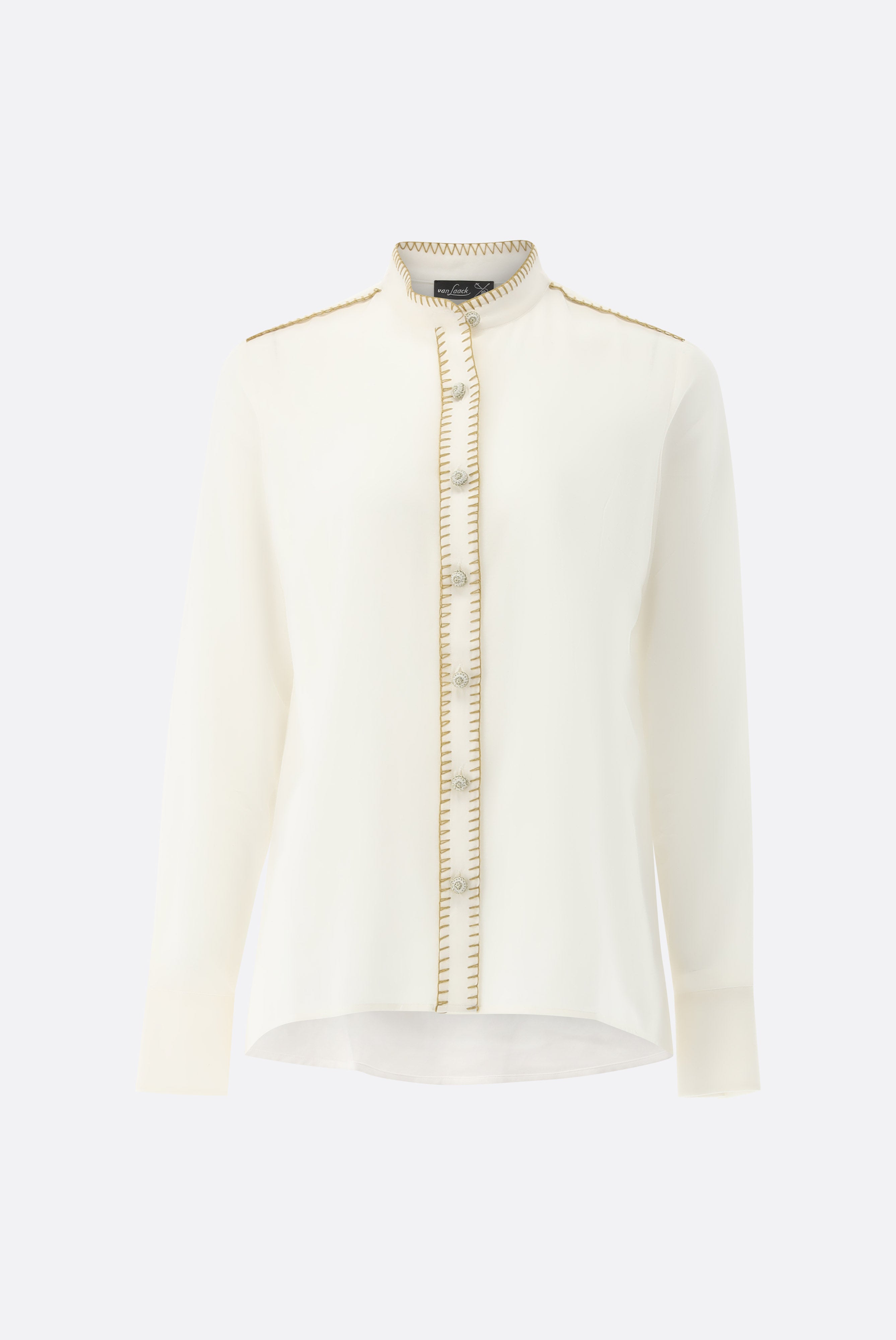 Van Laack-Taillierte Bluse mit Stehkragen und Zierstichen-Hemden & Blusen-Black-Deal-Outlet-by-ARCHIVIST