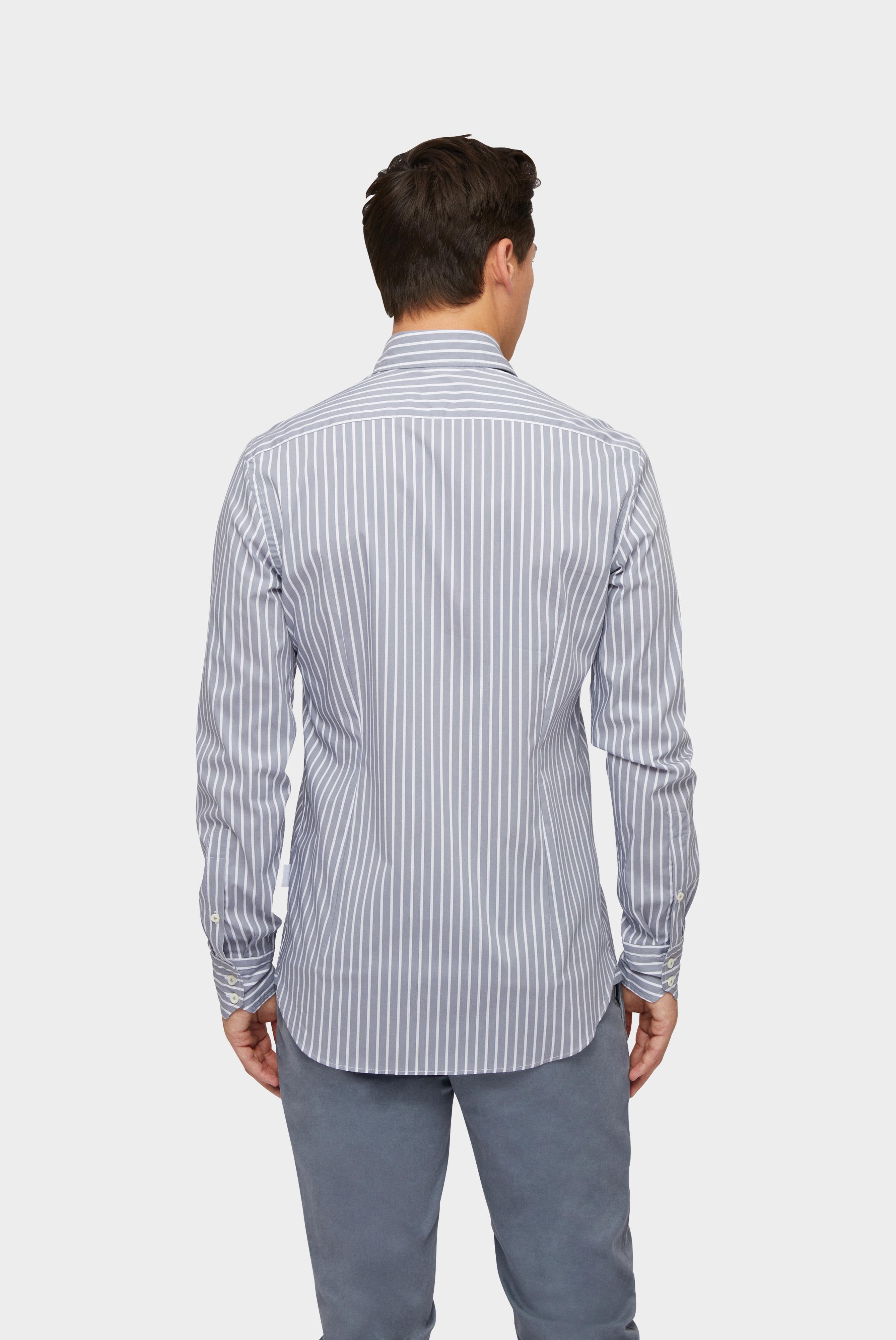 Popeline Hemd mit Stretch Slim Fit Grau