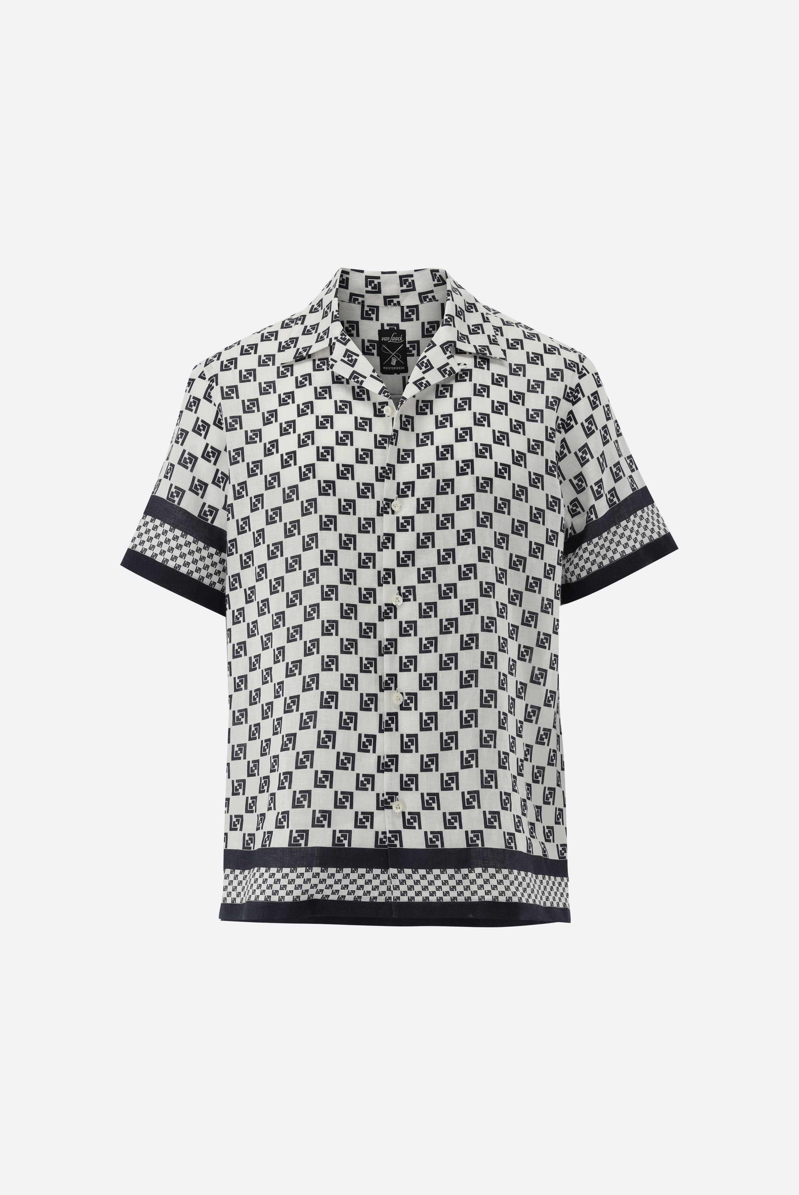 Van Laack-Kurzarmhemd mit Reverskragen und Geometrischem Druck-Hemden & Blusen-Black-Deal-Outlet-by-ARCHIVIST