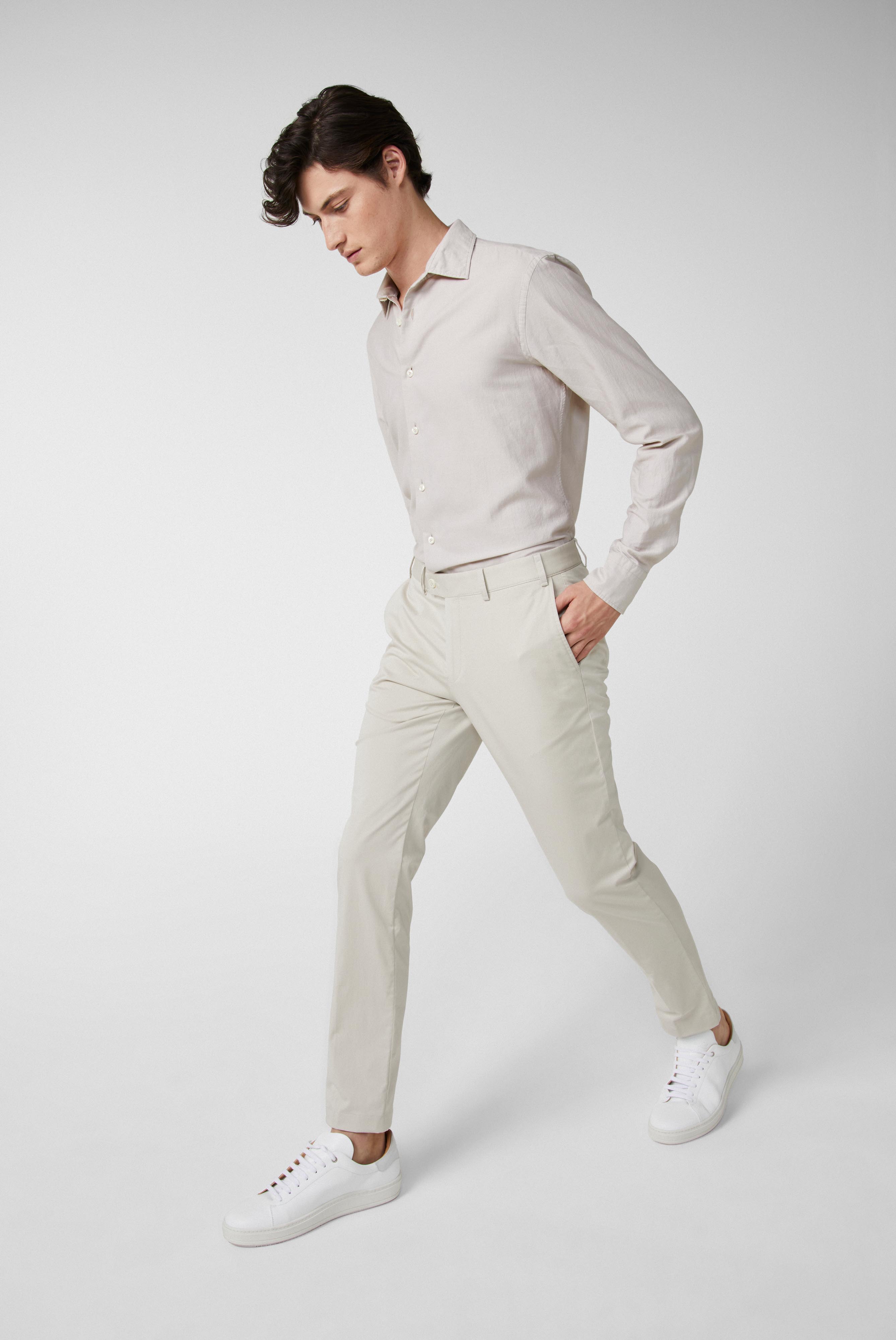 Cotton stretch chino trousers beige