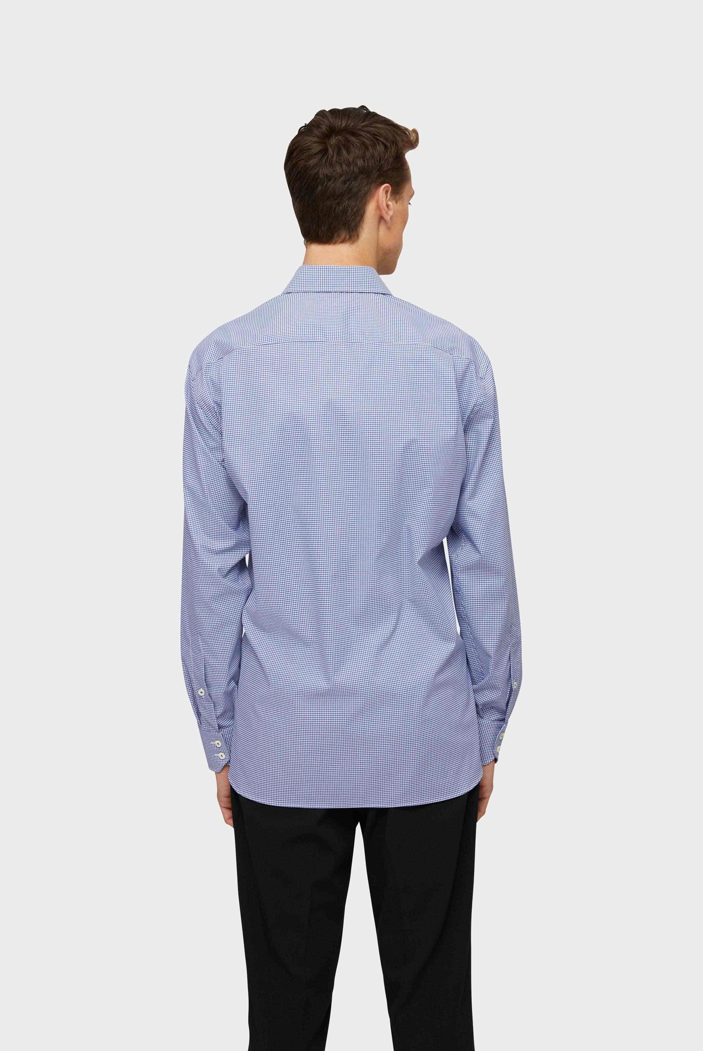 Non-iron twill business shirt, comfort fit, dark blue/white checkered