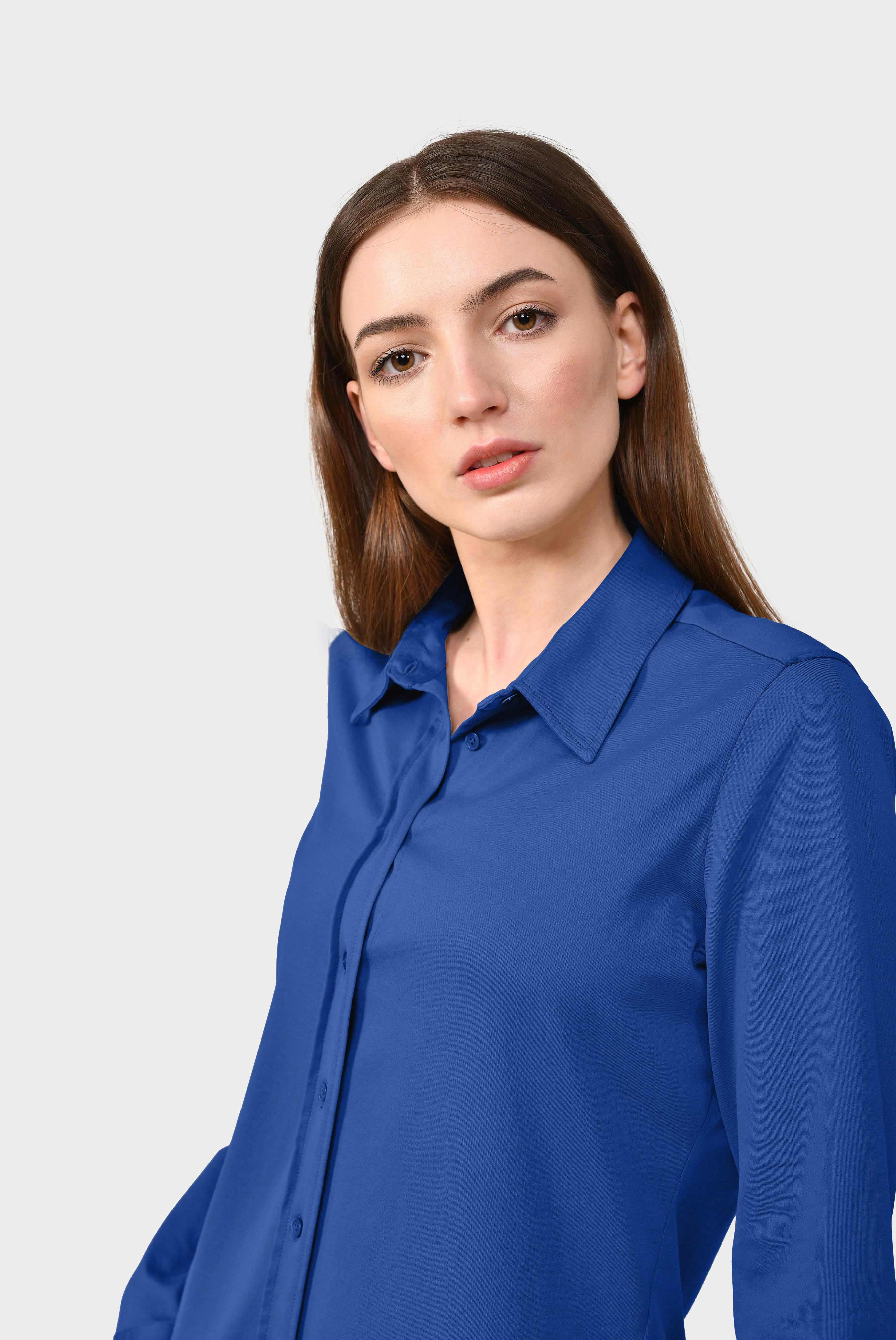 Cotton jersey shirt blouse, beige