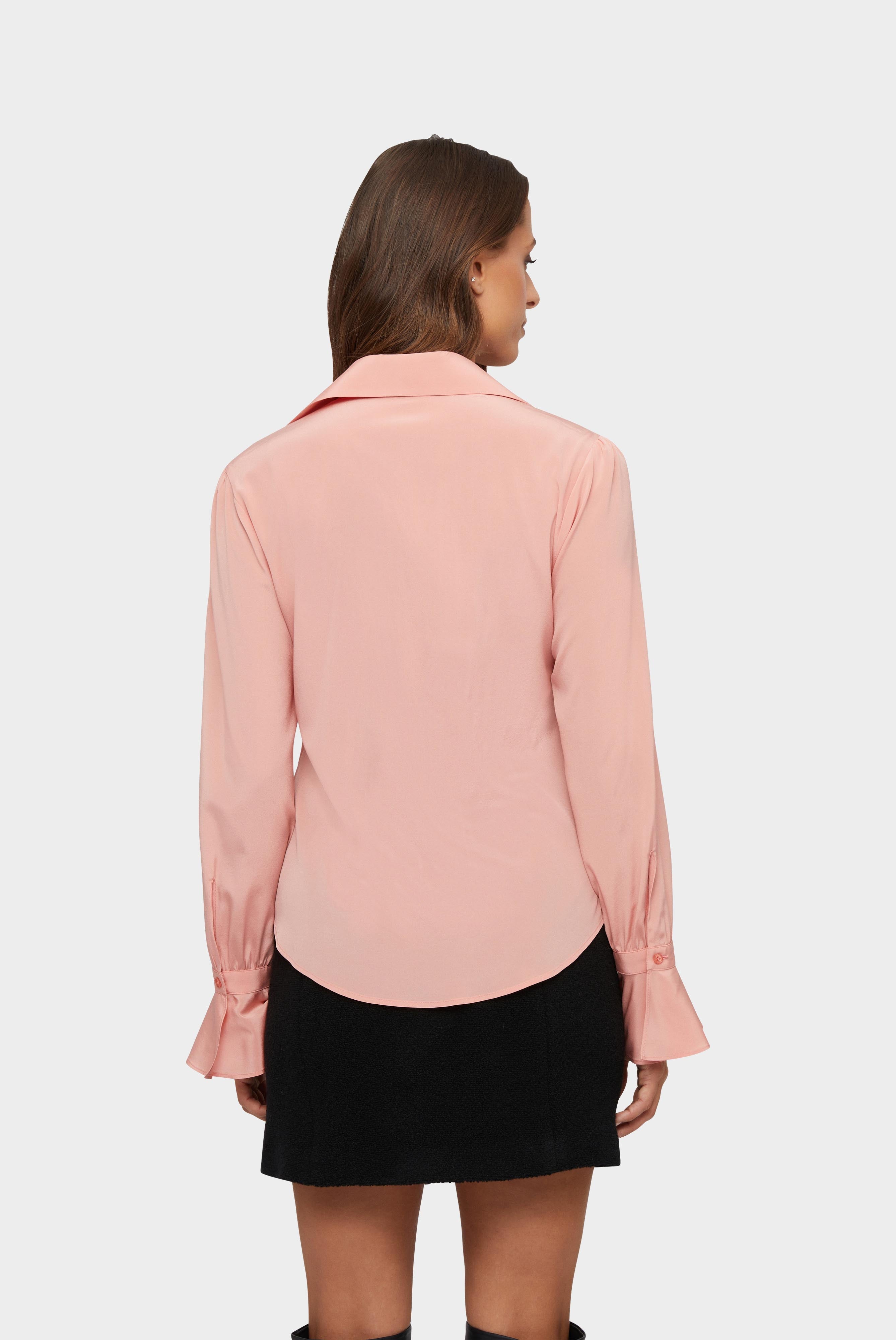 Bluse aus Seide mit Rüschenmanschette Rosa