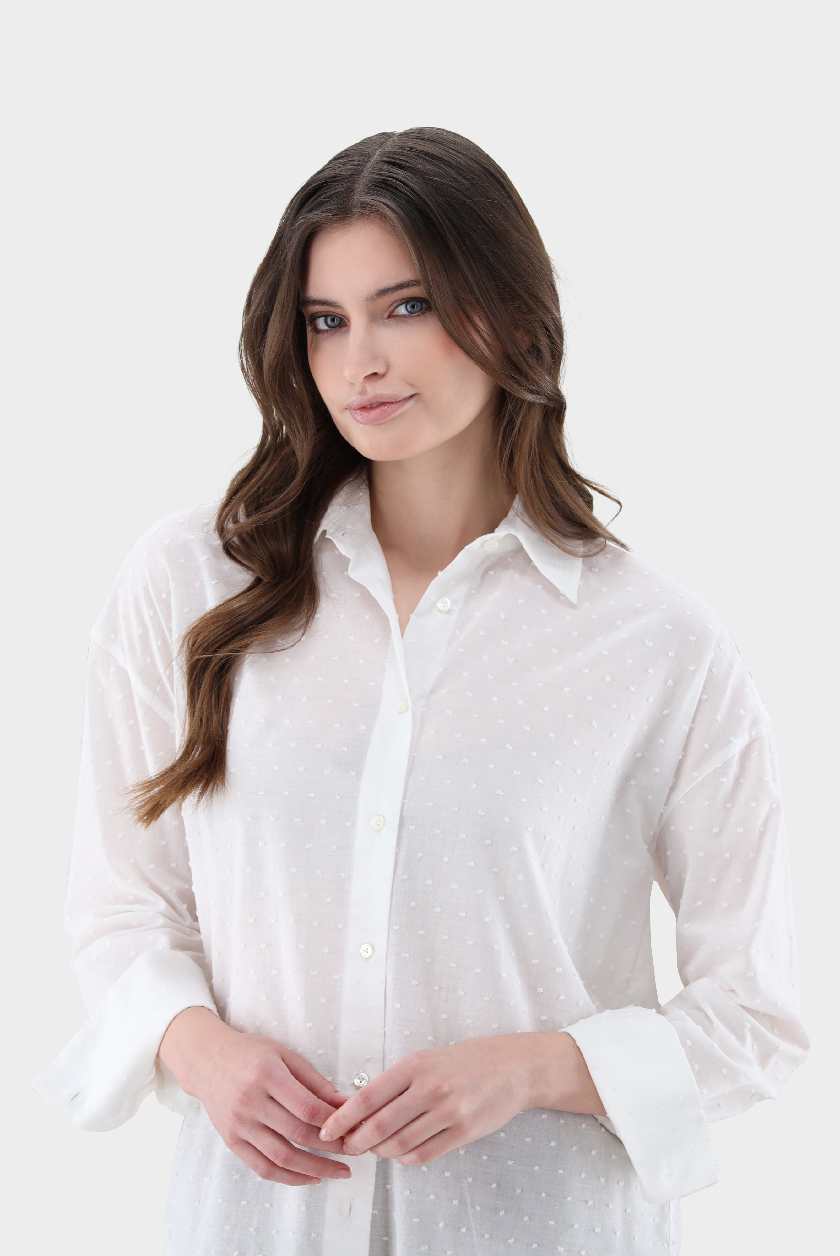 Shirt blouse with dropped shoulders