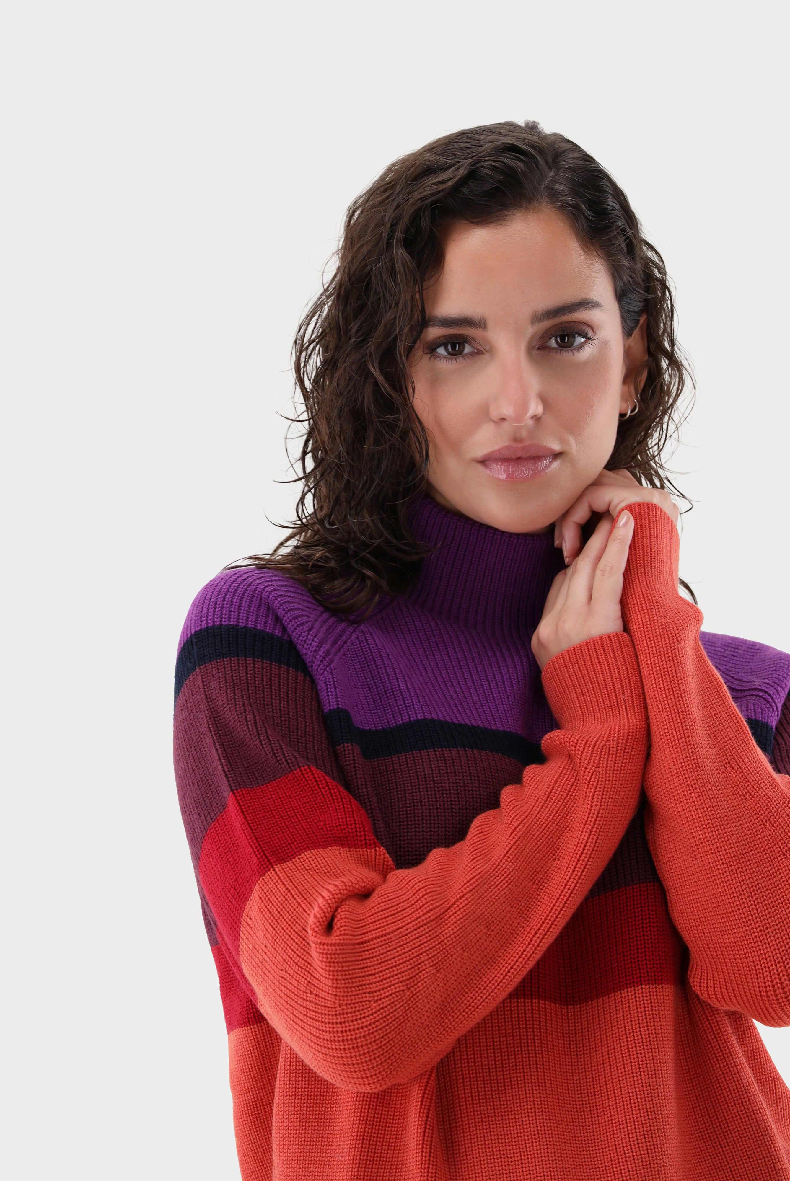 Stehkragenpullover mit Farb Muster