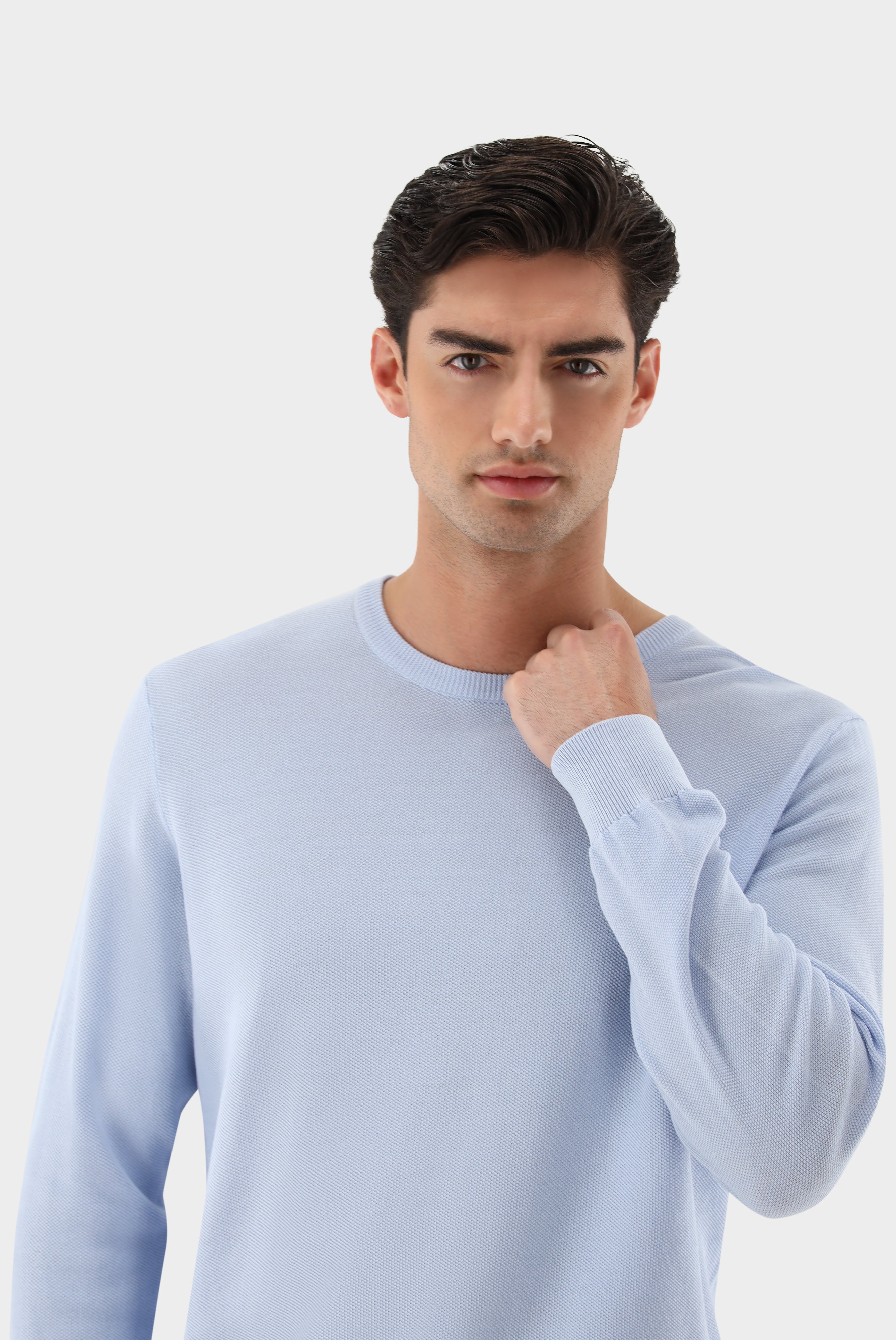 Van Laack-Rundhalspullover mit Reiskorn Optik-Strick & Pullover-Black-Deal-Outlet-by-ARCHIVIST