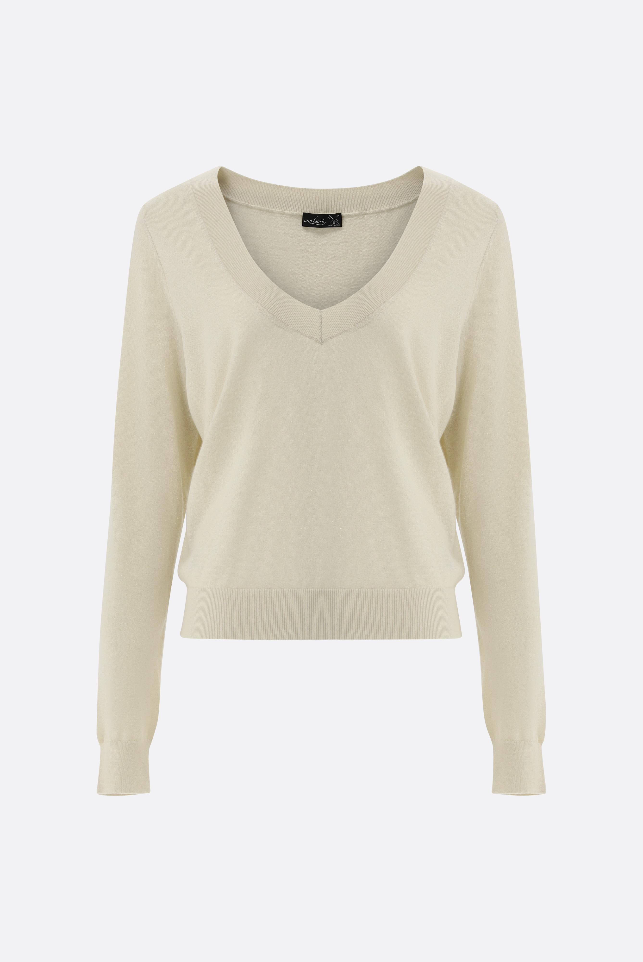 Van Laack-Pullover mit V-Ausschnitt aus Merino und Lamé-Strick & Pullover-Black-Deal-Outlet-by-ARCHIVIST