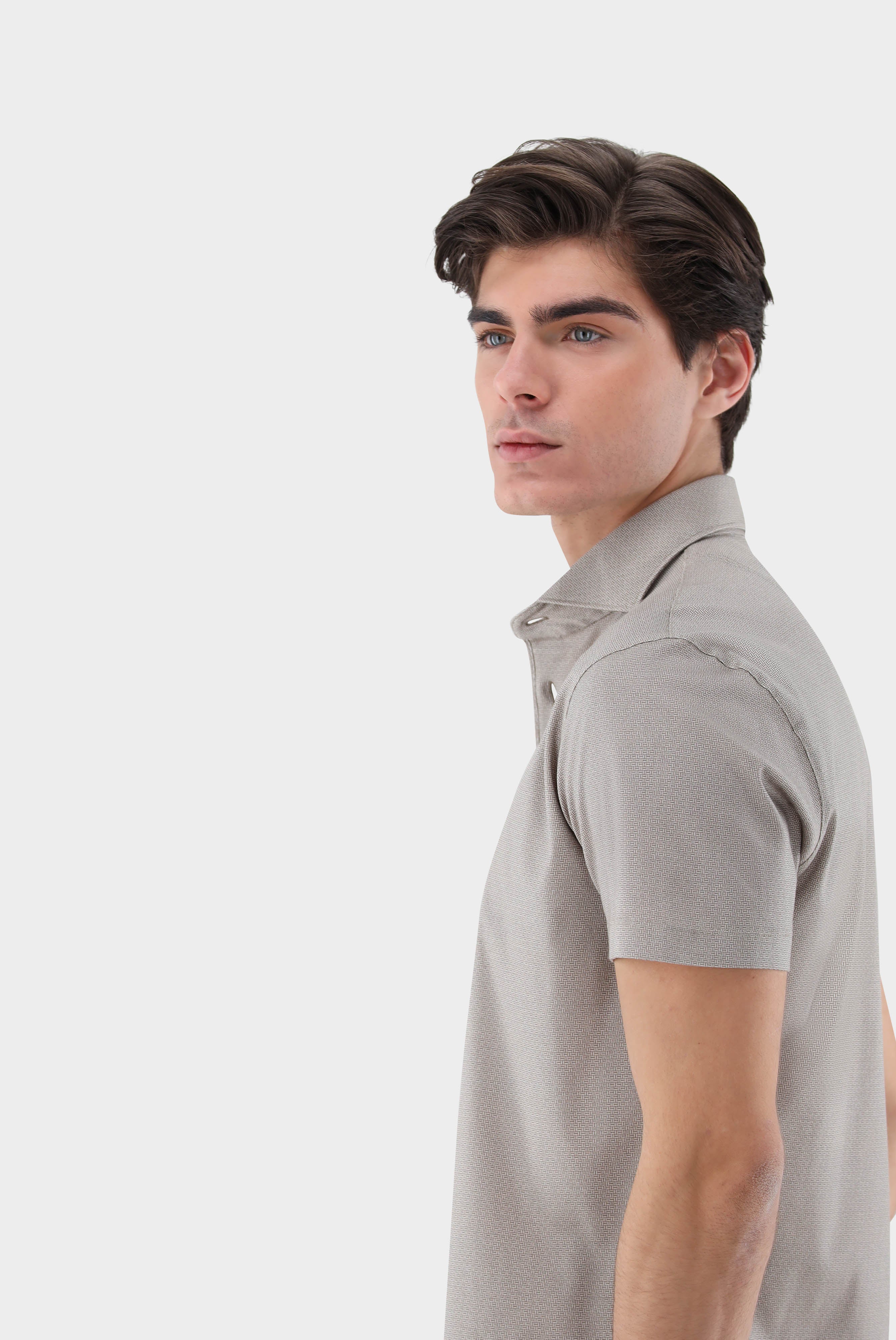 Jersey-Poloshirt mit Mikrodruck aus Swiss Cotton