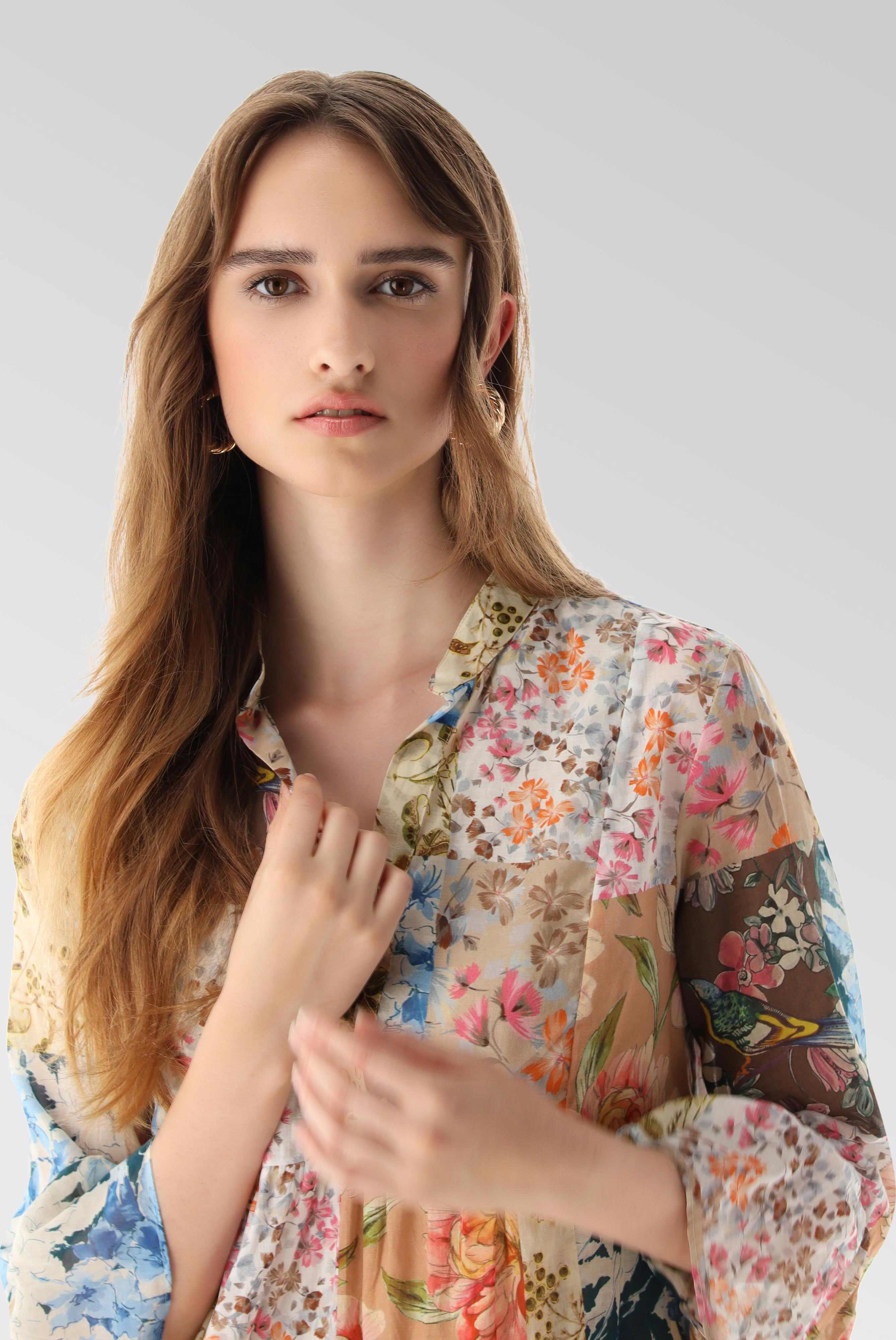 Slip-On-Kleid mit Godet-Details aus Baumwolle mit Patchwork-Print