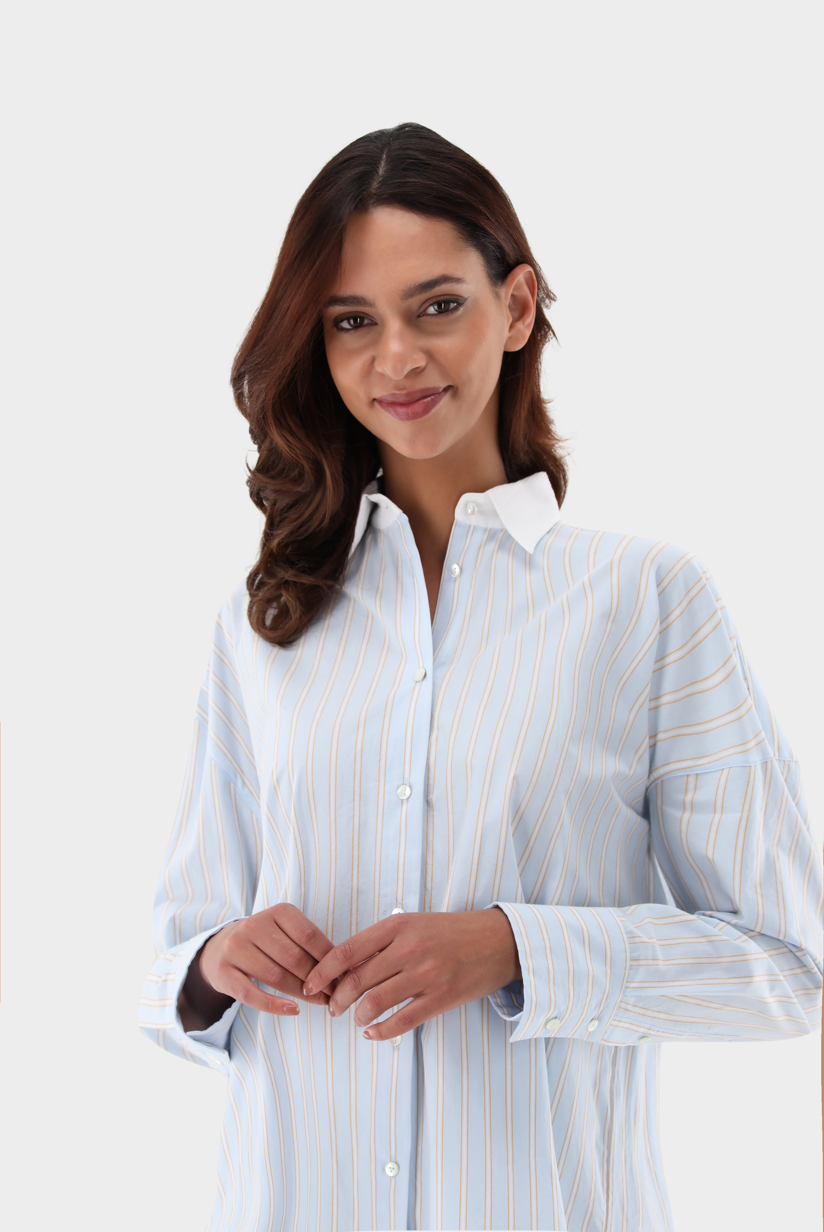 Van Laack-Gestreifte Hemdbluse mit Kontrastkragen-Hemden & Blusen-Black-Deal-Outlet-by-ARCHIVIST