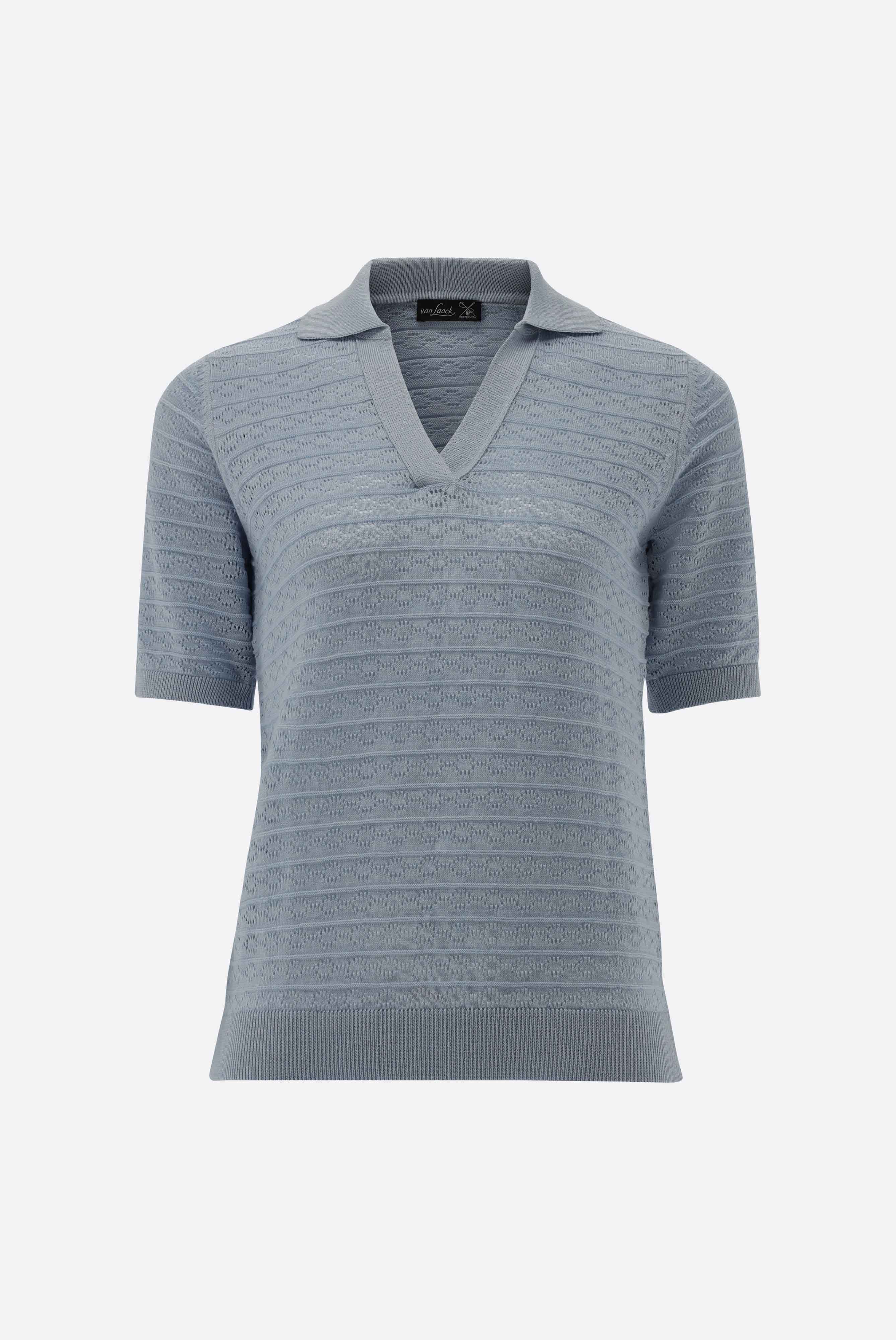 Van Laack-V-Polo mit Ajourmuster aus Air Cotton-Shirts-Black-Deal-Outlet-by-ARCHIVIST