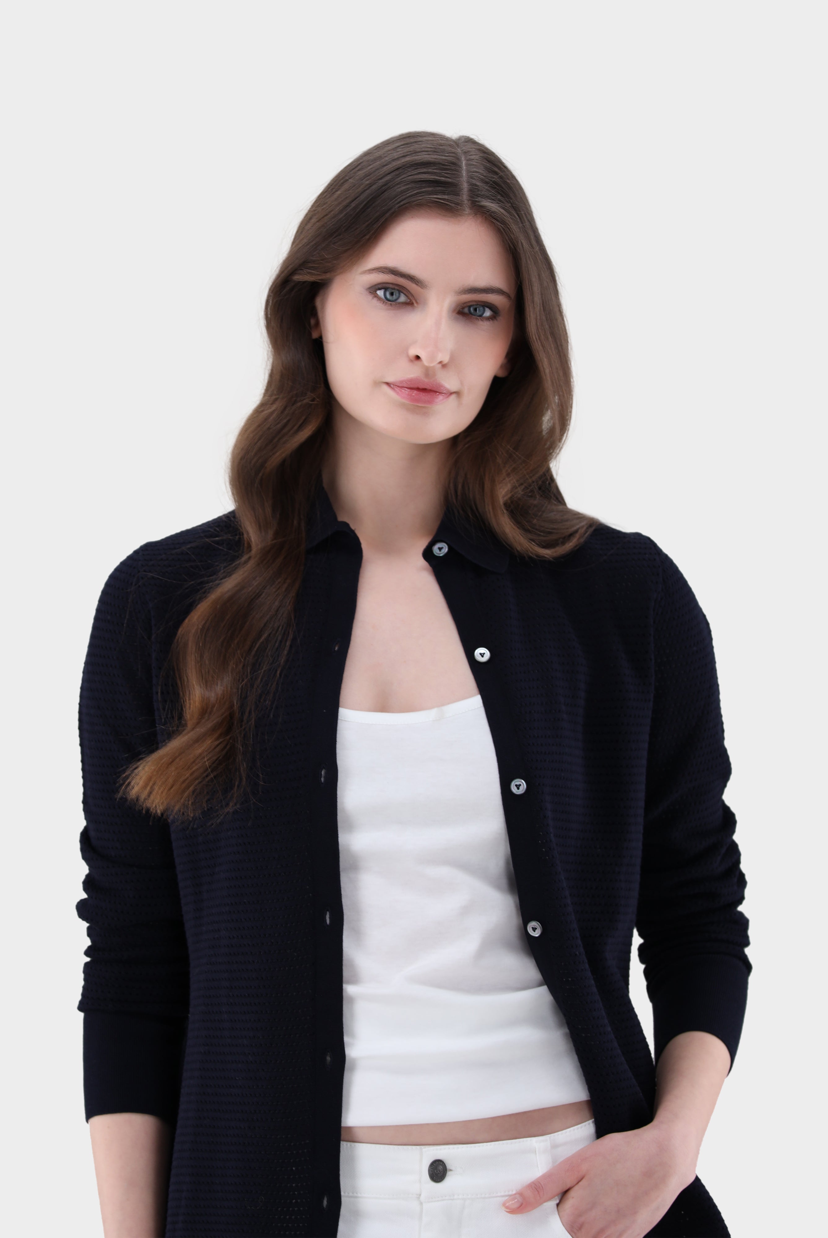 Van Laack-Bluse mit Retro Struktur aus Air Cotton-Hemden & Blusen-Black-Deal-Outlet-by-ARCHIVIST