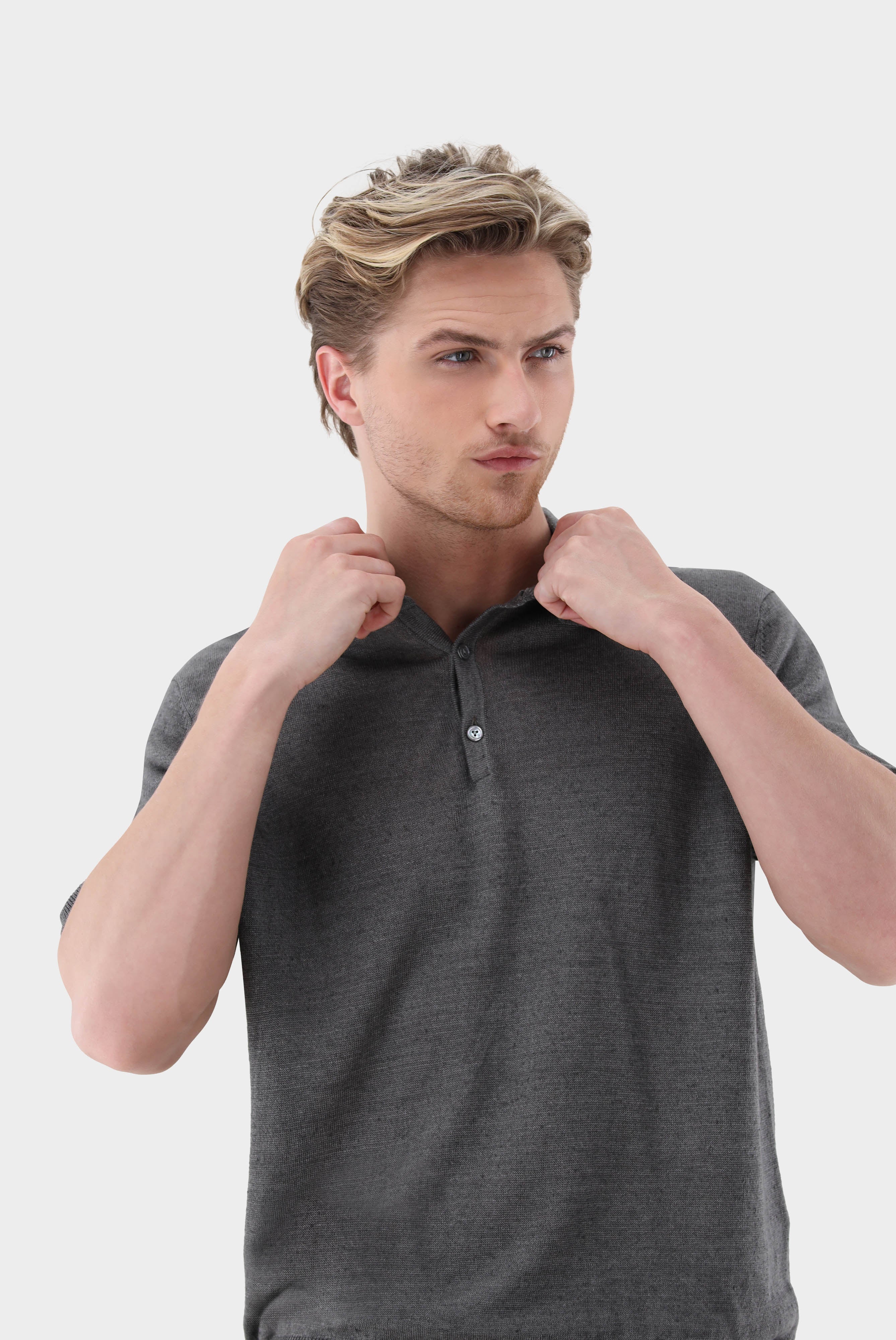 Strick Polo Shirt aus Leinen