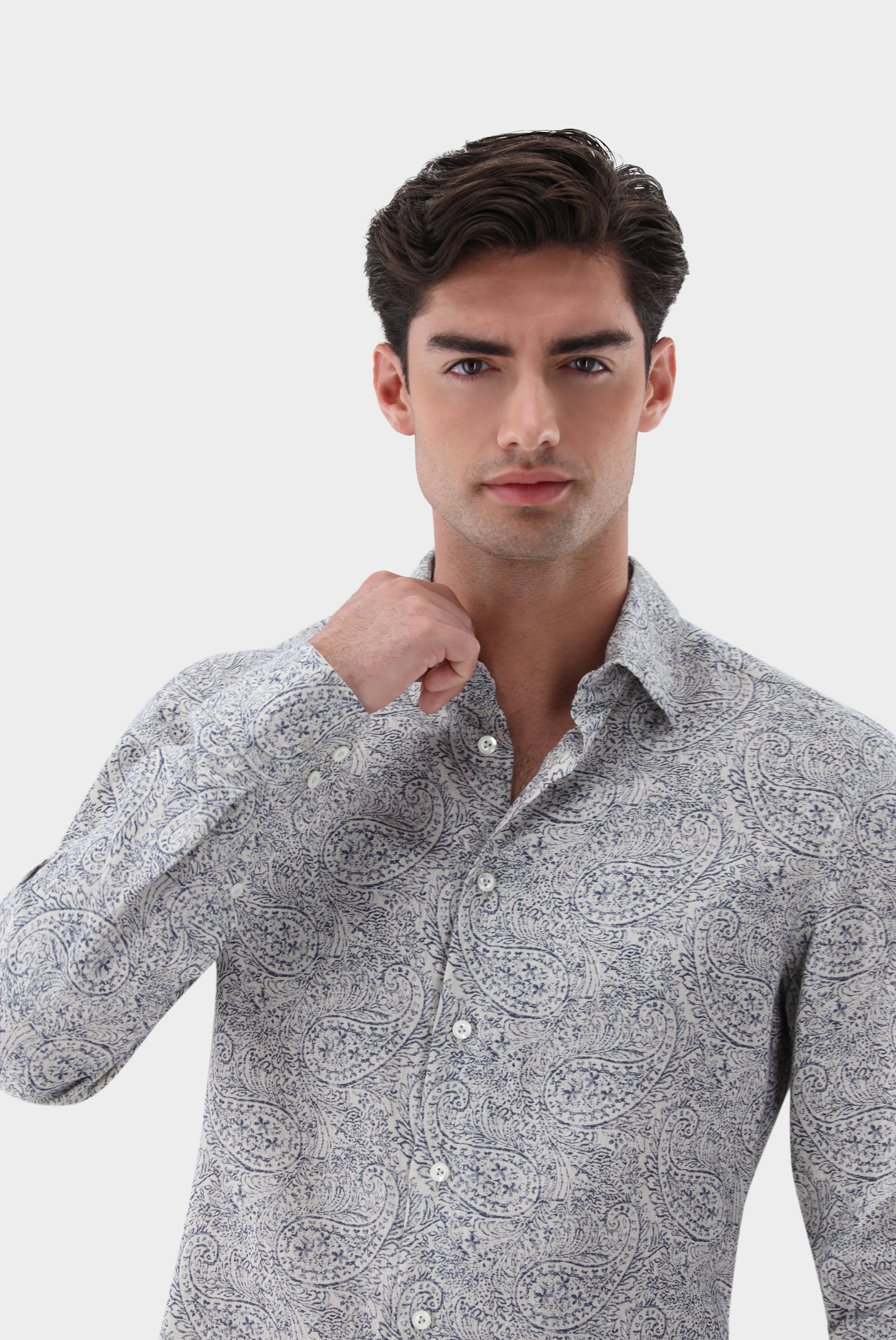 Van Laack-Leinen Hemd mit Paisley Druck Tailor Fit-Hemden & Blusen-Black-Deal-Outlet-by-ARCHIVIST