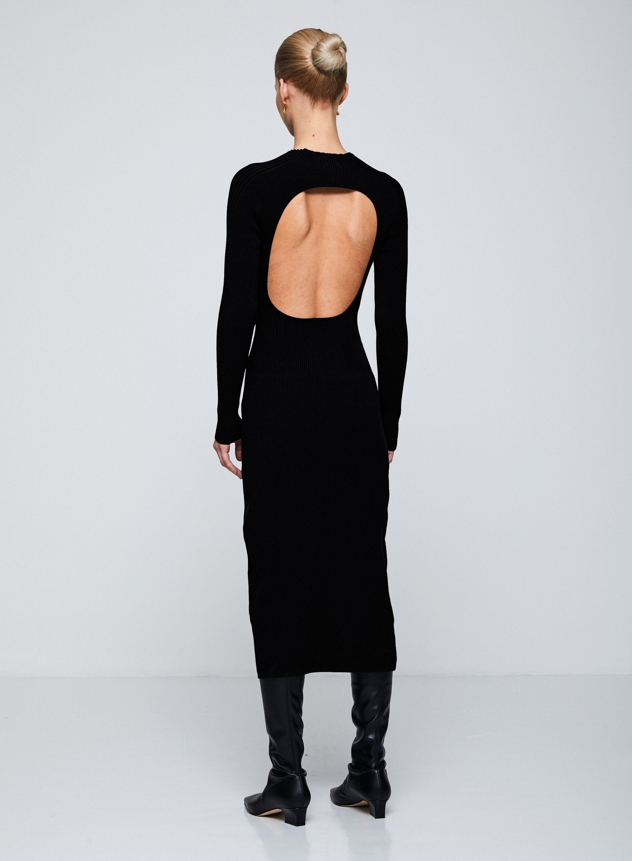 AERON LARA ECO STRETCH Cut-out back dress – black