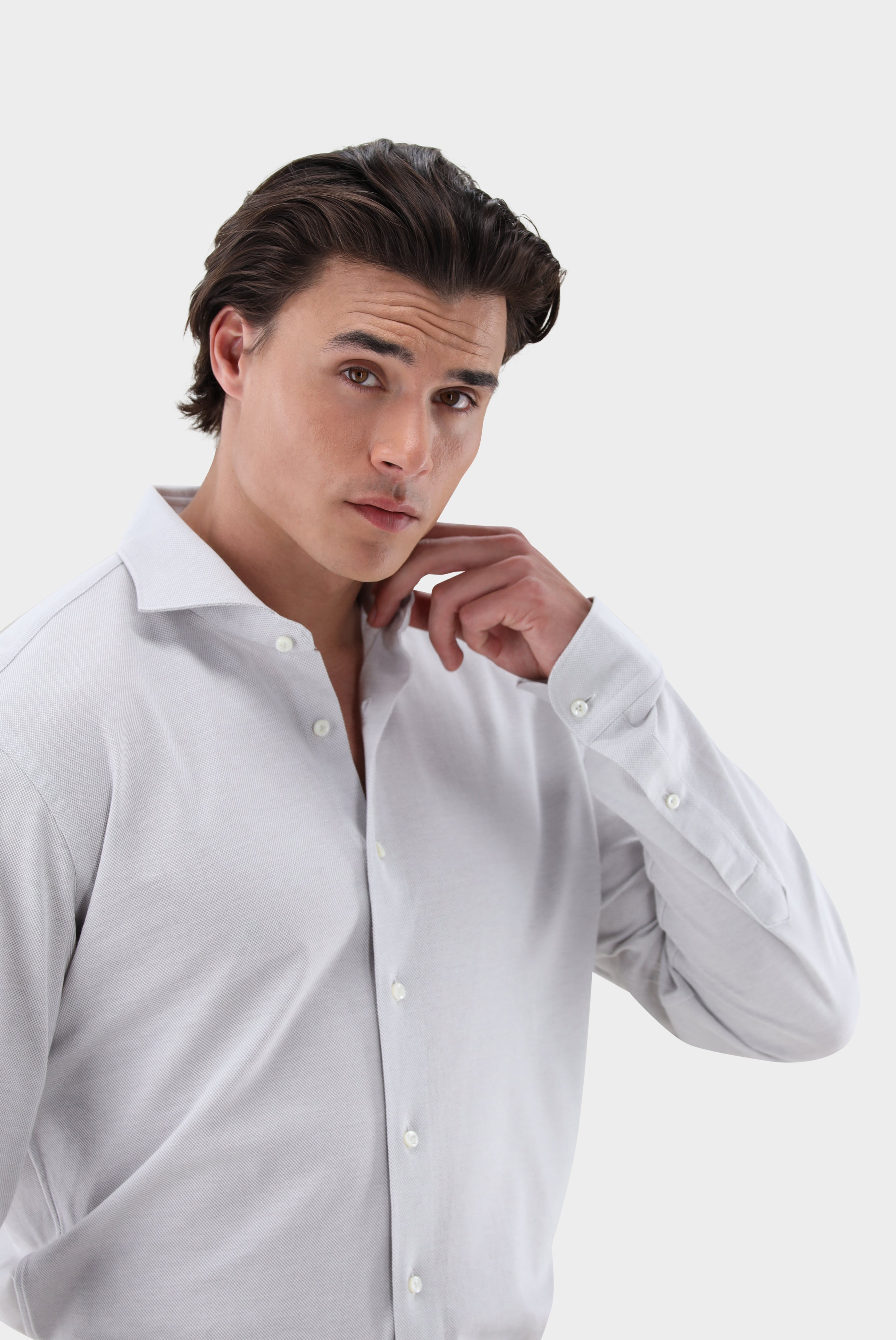 Van Laack-Jersey Hemd mit Piqué Struktur Tailor Fit-Hemden & Blusen-Black-Deal-Outlet-by-ARCHIVIST